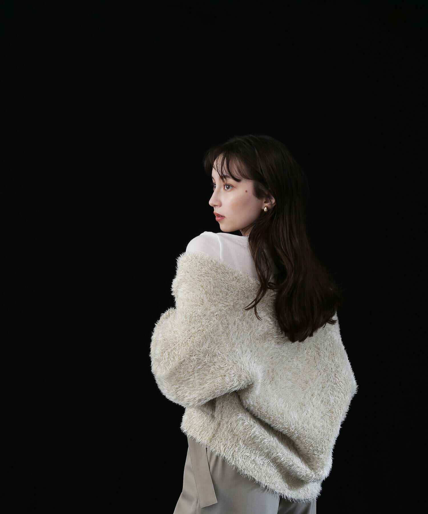  「ラメシャギーニットブルゾン」|ニット・セーター|ゴールドベー