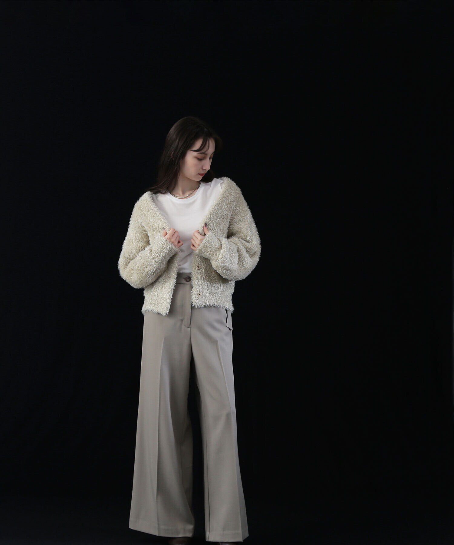  「ラメシャギーニットブルゾン」|ニット・セーター|