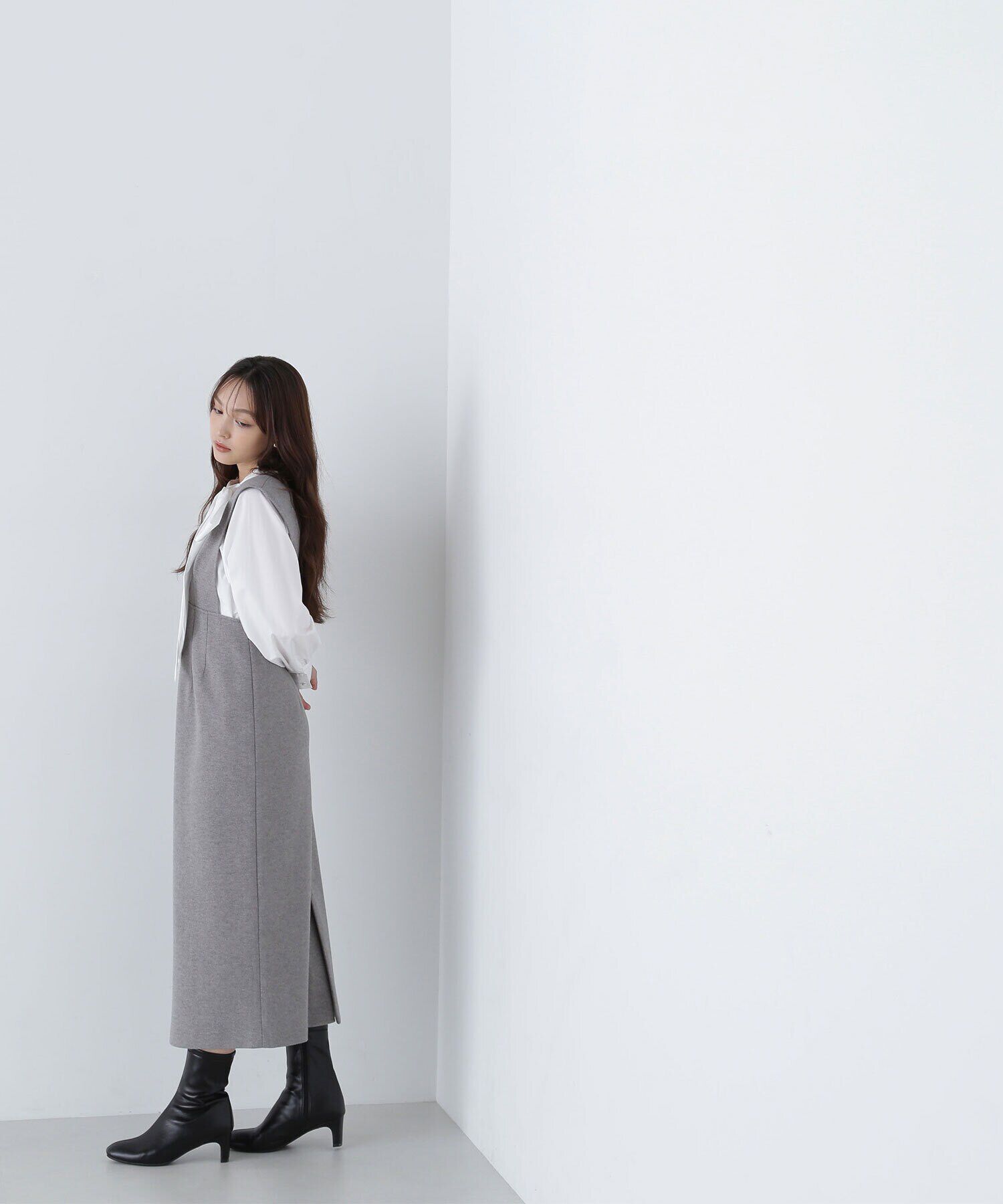  「＜圧縮ジャージーシリーズ＞Ｖネックジャンスカ」|ワンピース|