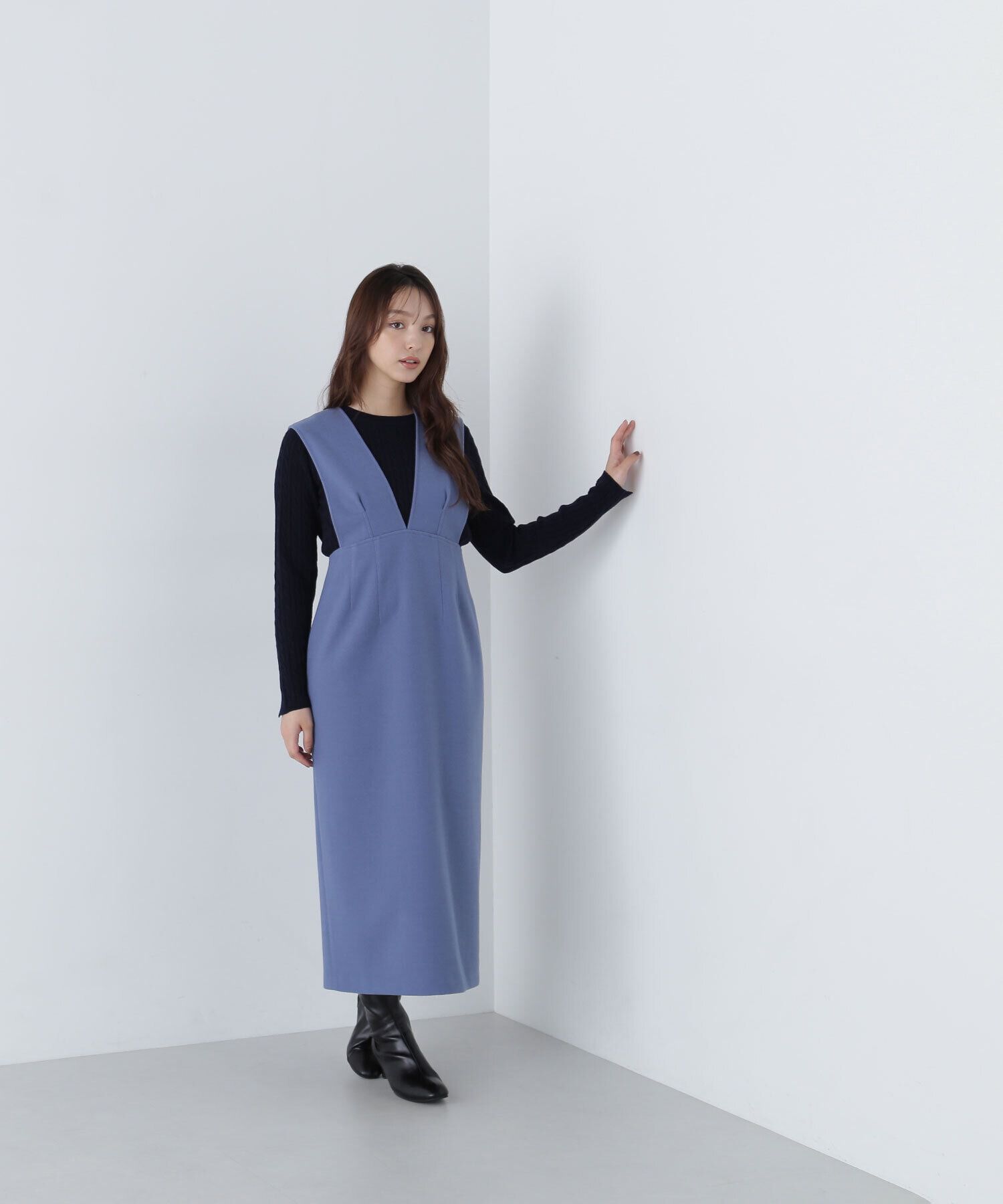  「＜圧縮ジャージーシリーズ＞Ｖネックジャンスカ」|ワンピース|