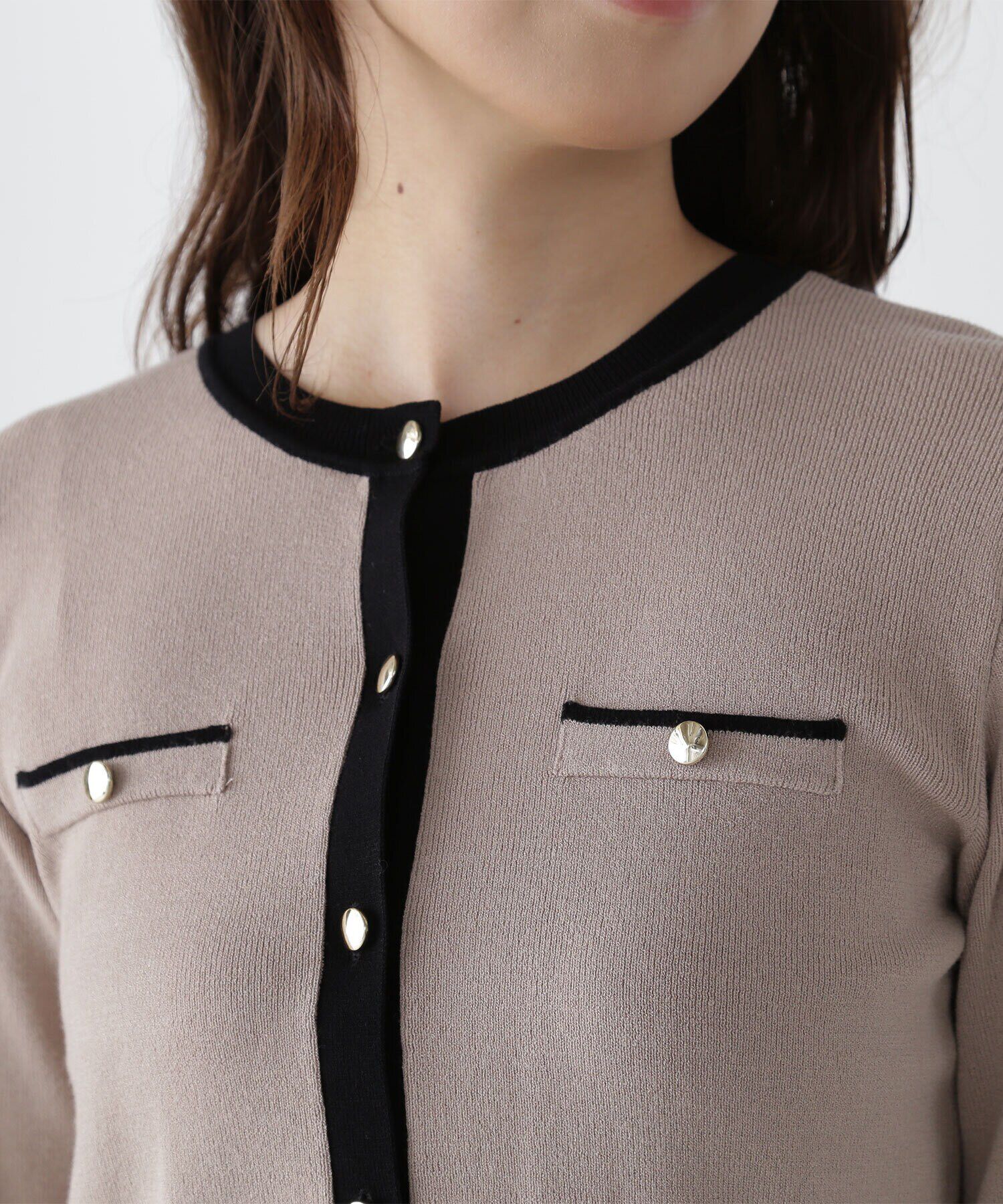  「バイカラーニットカーディガン＆スカート」|ワンピース|