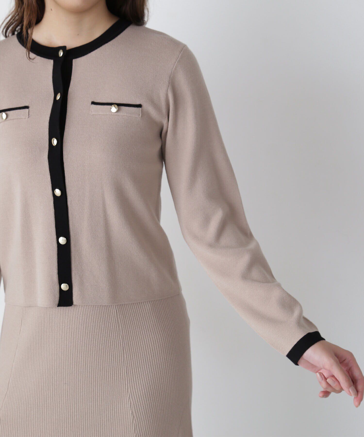  「バイカラーニットカーディガン＆スカート」|ワンピース|