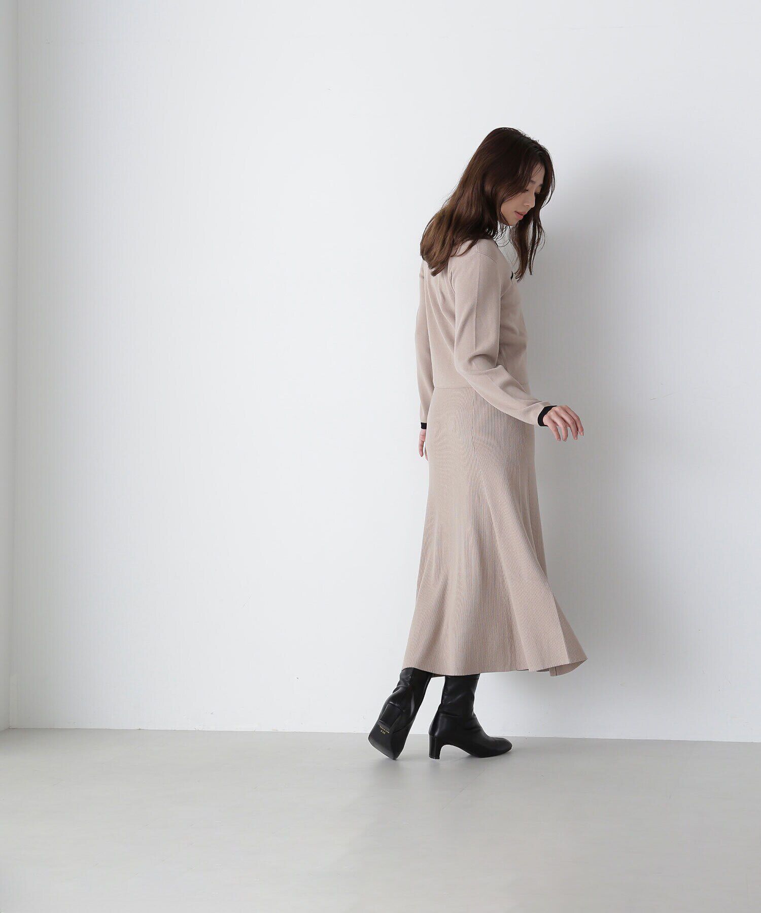  「バイカラーニットカーディガン＆スカート」|ワンピース|