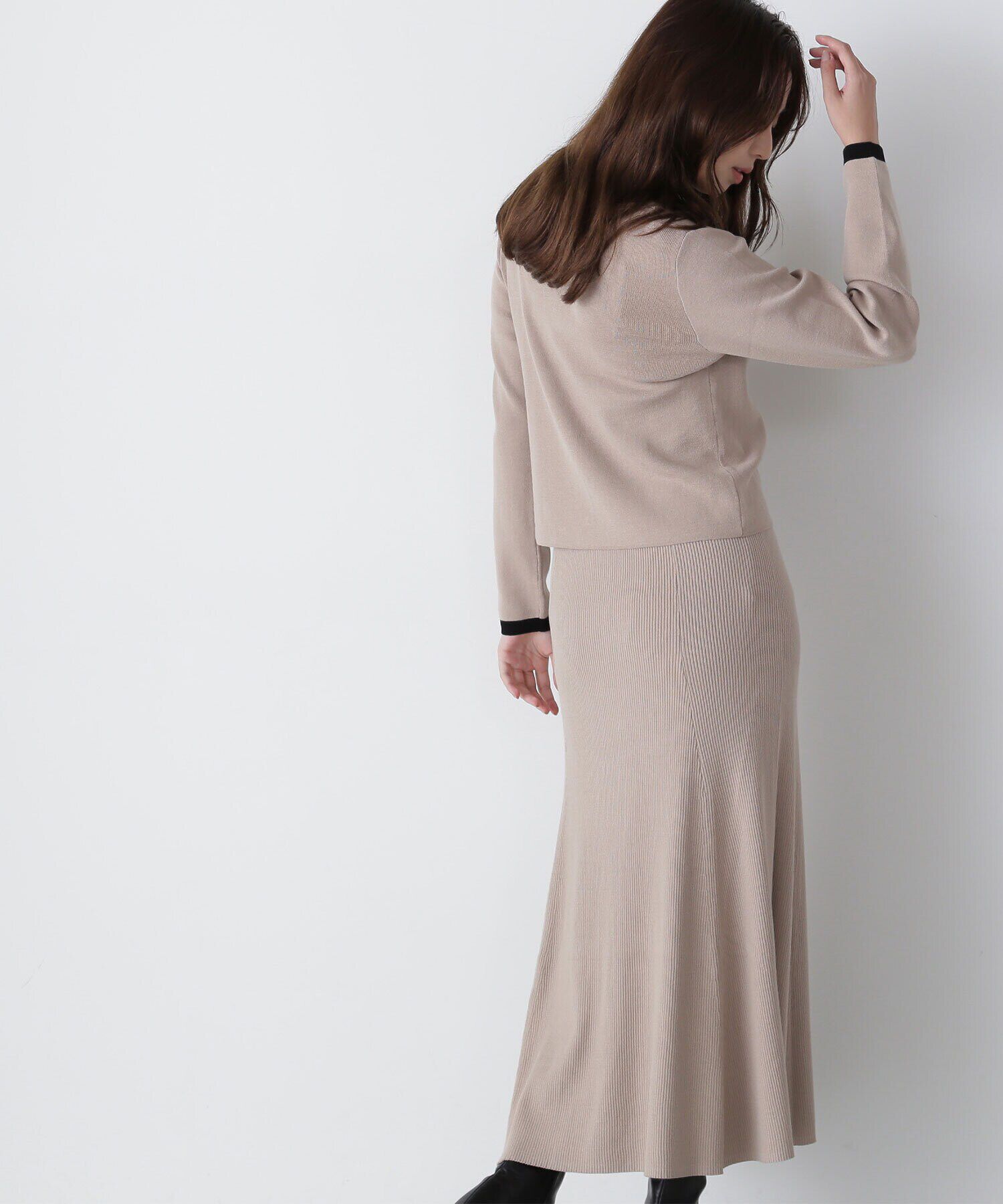  「バイカラーニットカーディガン＆スカート」|ワンピース|