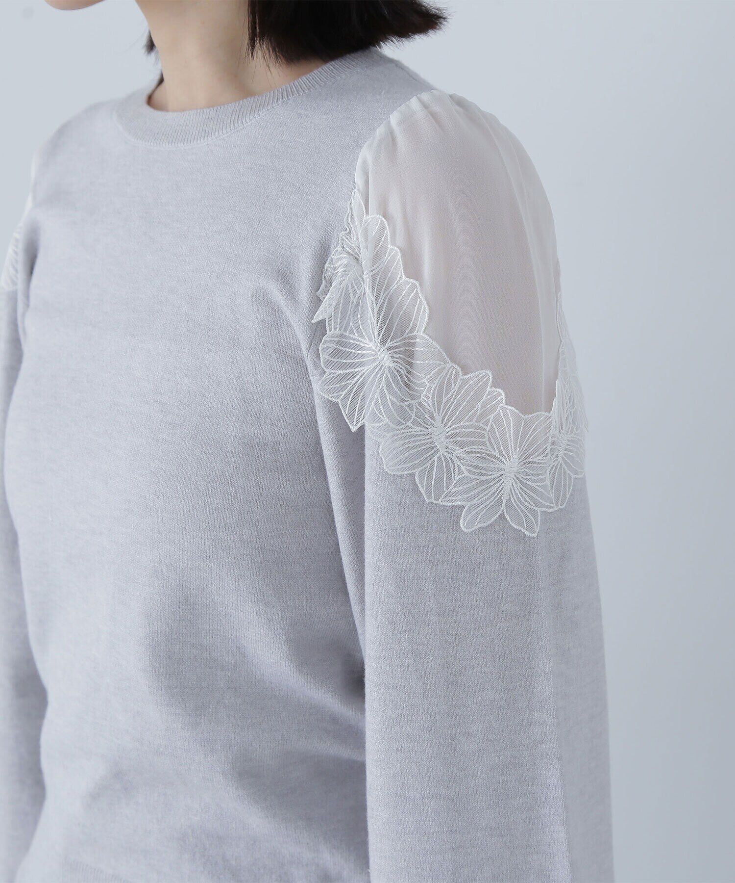  「フラワーレーストリミングニット」|ニット・セーター|