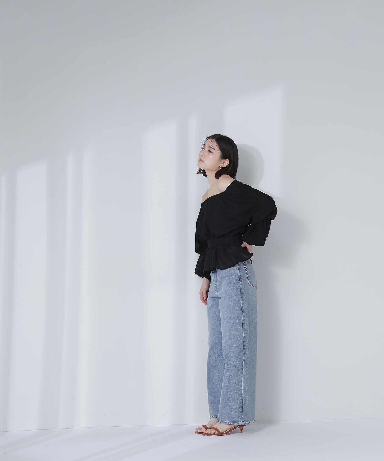  「メッシュペプラムギャザーブラウス」|シャツ・ブラウス|