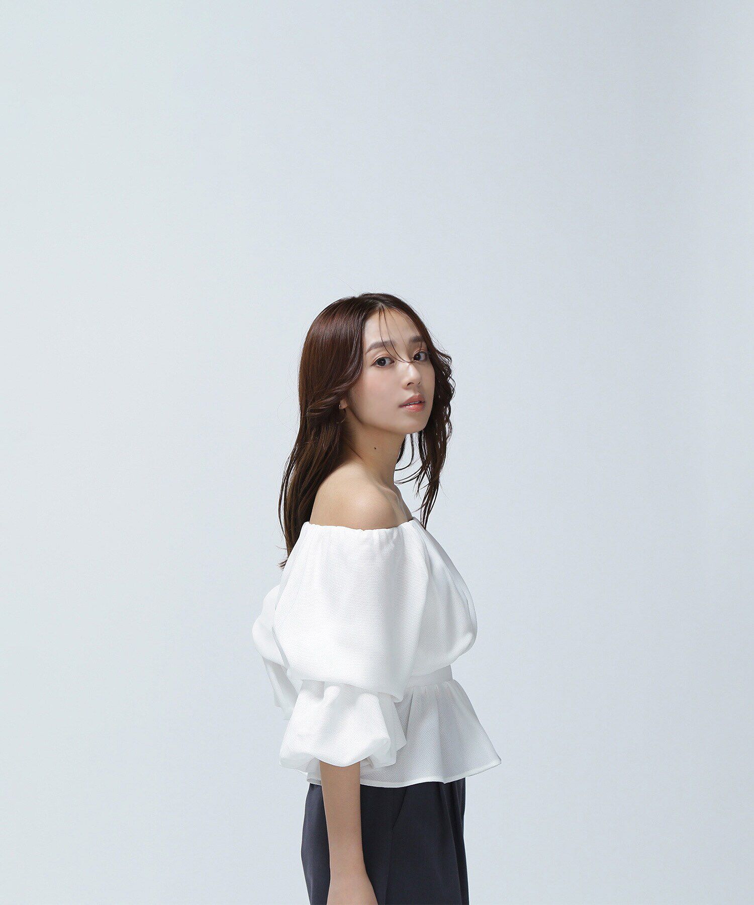  「メッシュペプラムギャザーブラウス」|シャツ・ブラウス|