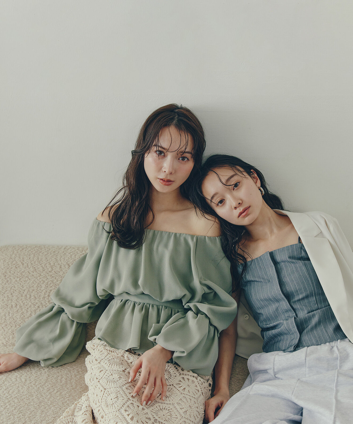  「メッシュペプラムギャザーブラウス」|シャツ・ブラウス|ライトグリー