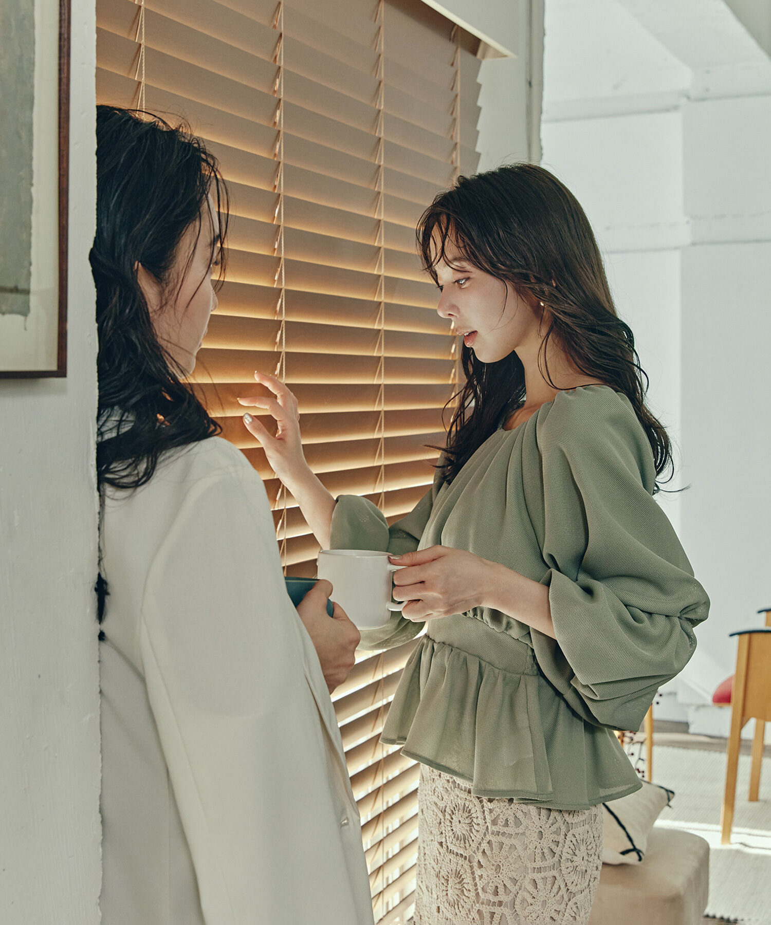  「メッシュペプラムギャザーブラウス」|シャツ・ブラウス|