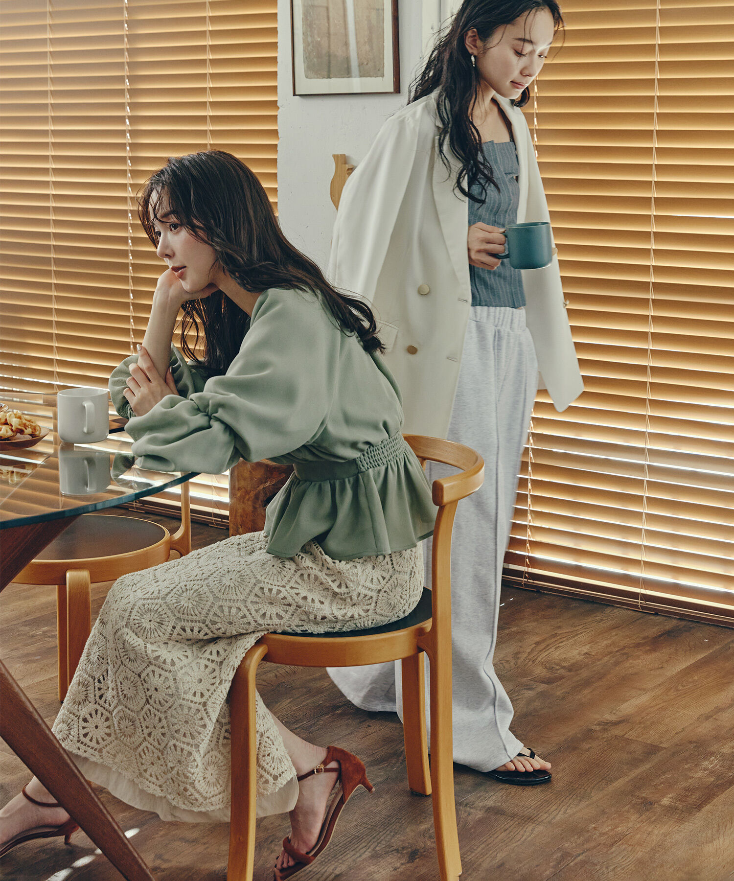  「メッシュペプラムギャザーブラウス」|シャツ・ブラウス|