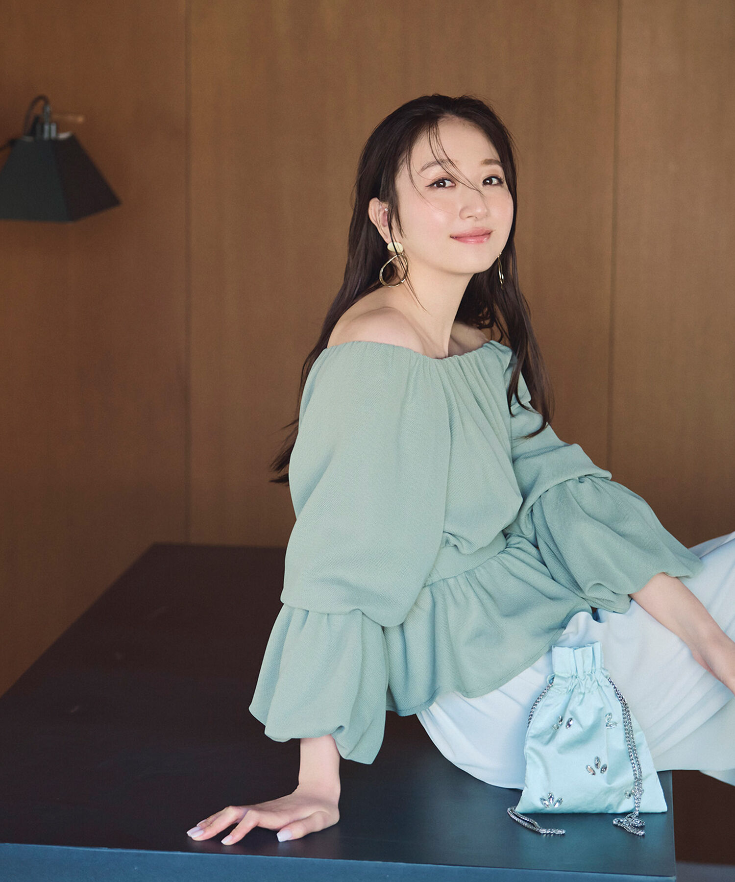  「メッシュペプラムギャザーブラウス」|シャツ・ブラウス|