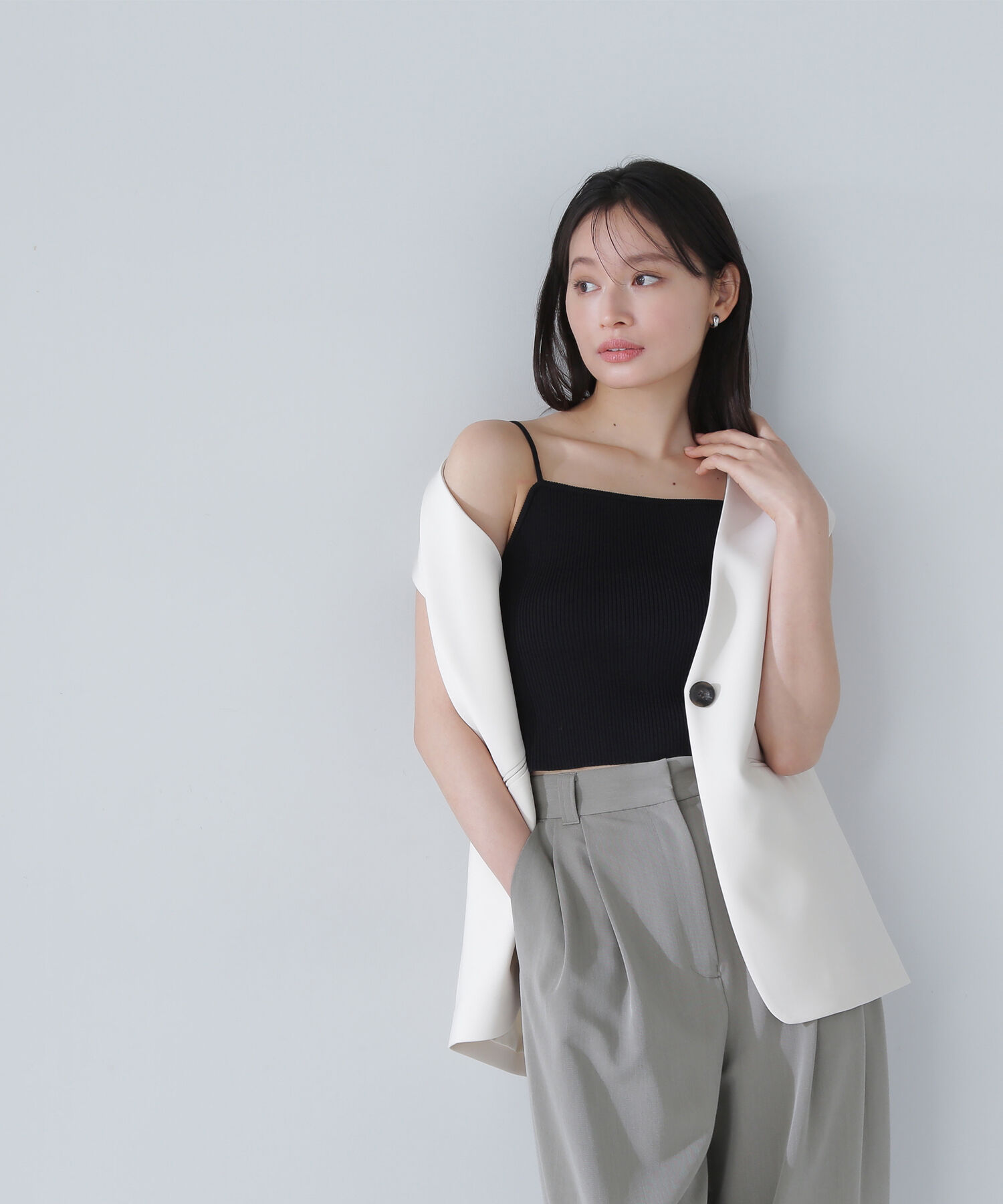  「クロップドニットキャミビスチェ」|ニット・セーター|