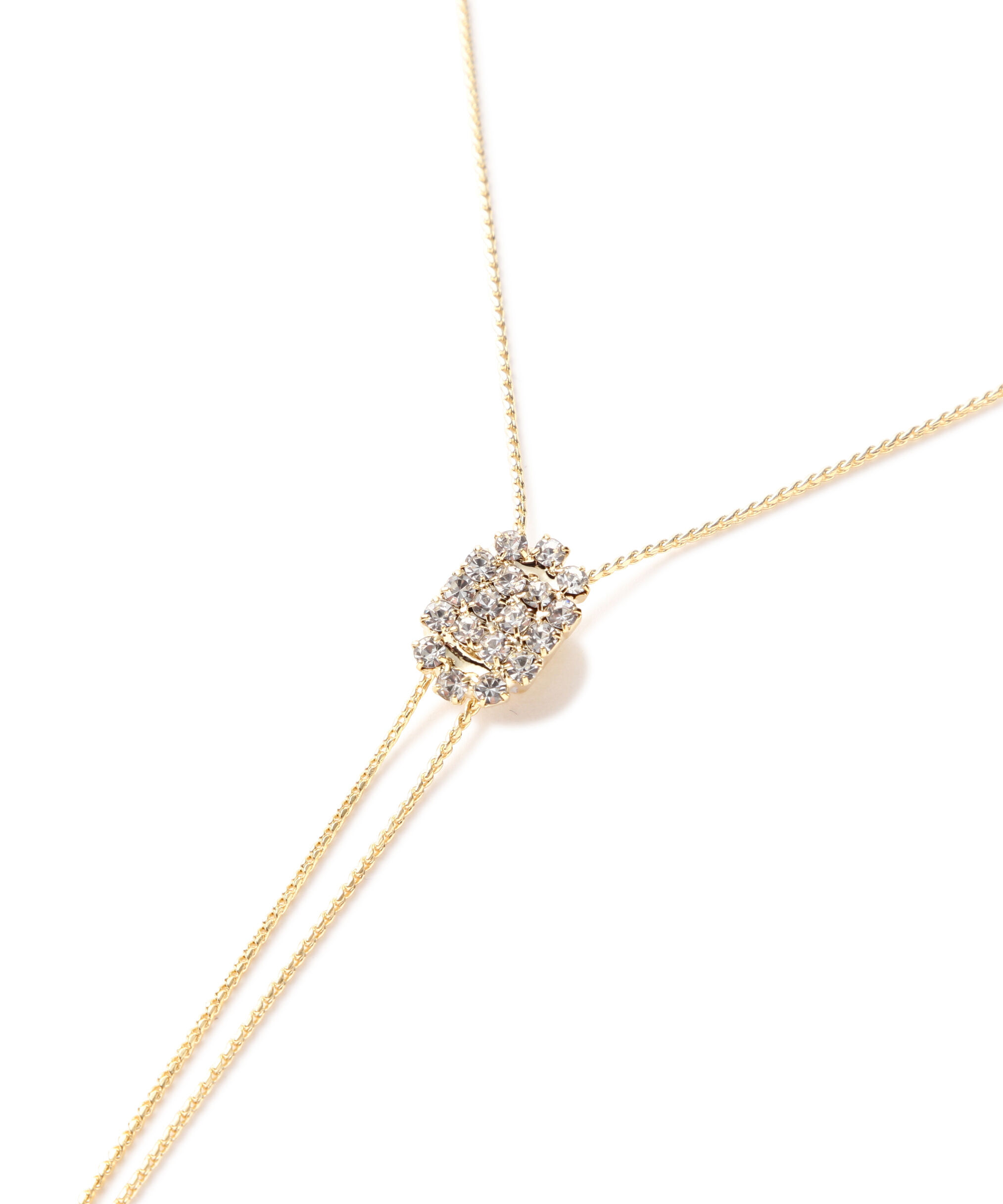  「ヘキサゴンビジューループタイネックレス」|ネックレス|