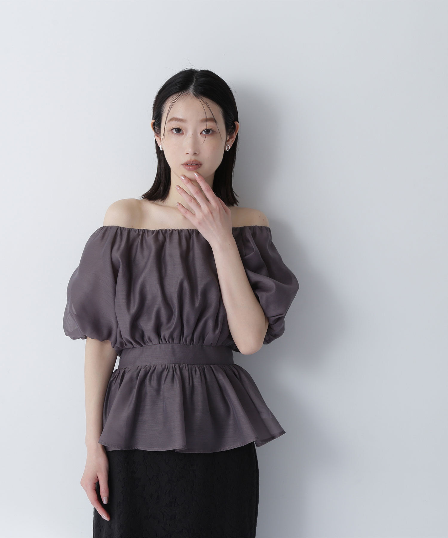  「シアーギャザーペプラムブラウス」|シャツ・ブラウス|