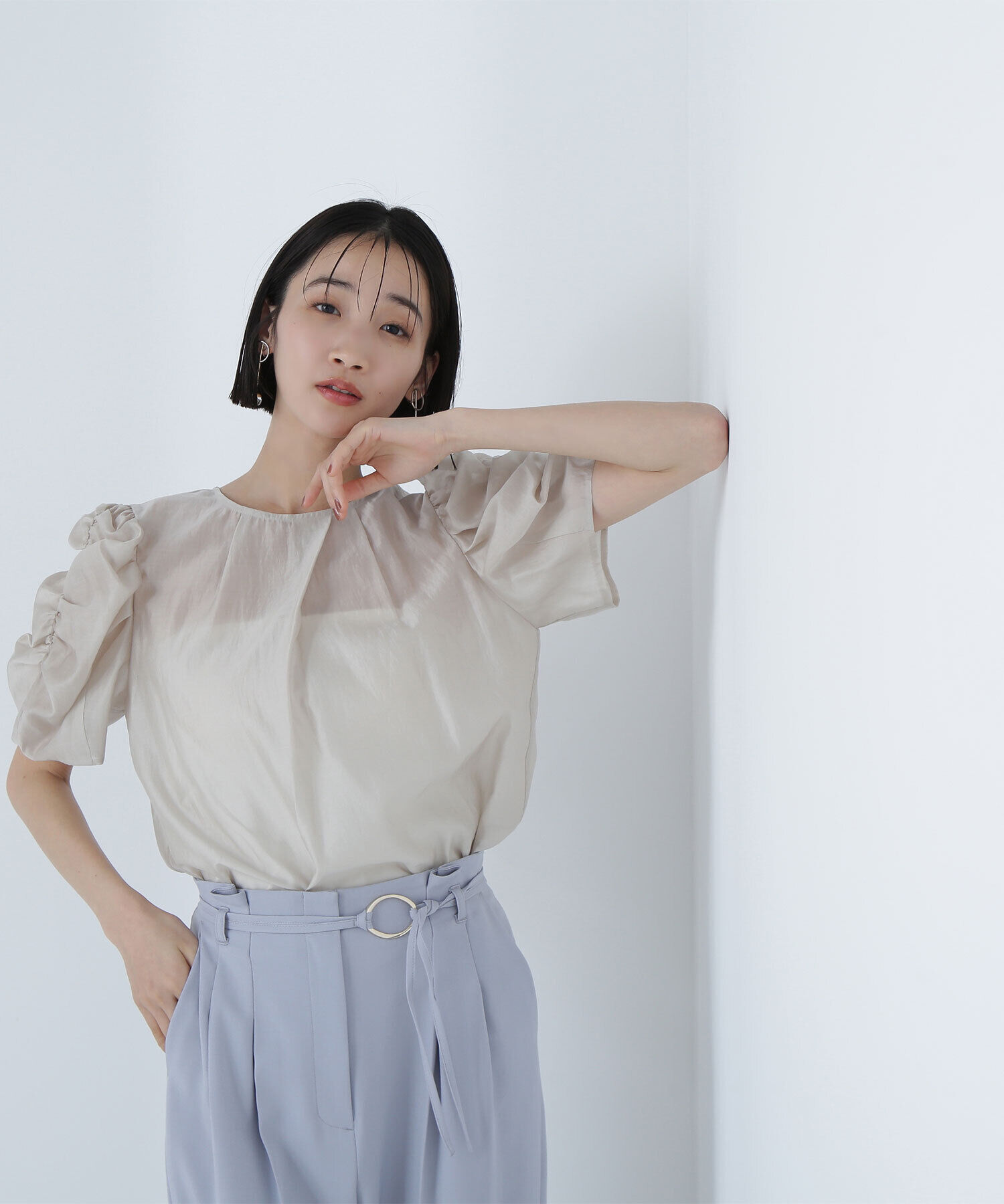  「ギャザースリーブシアーブラウス」|シャツ・ブラウス|