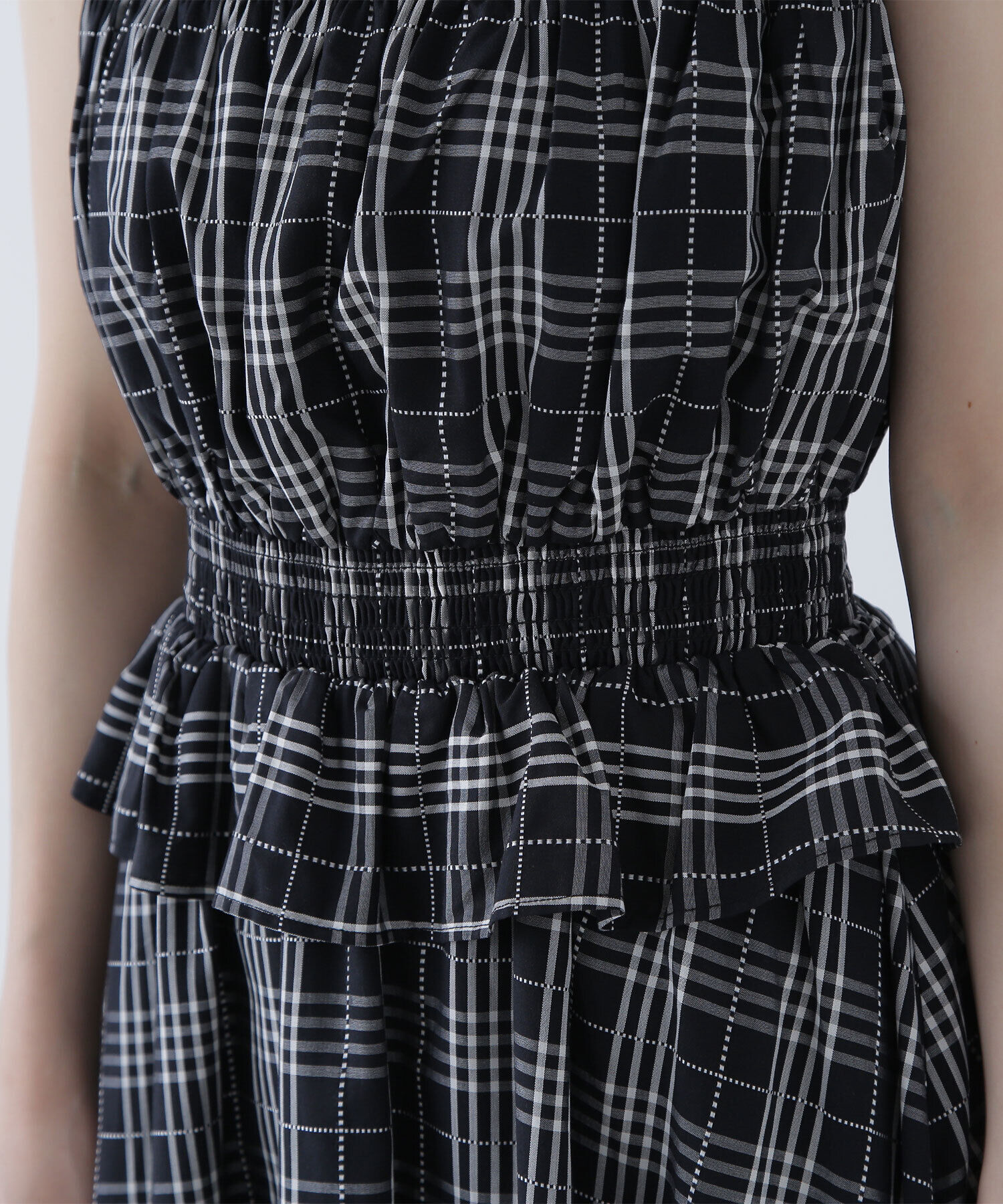  「モノトーンチェックワンピース」|ワンピース|