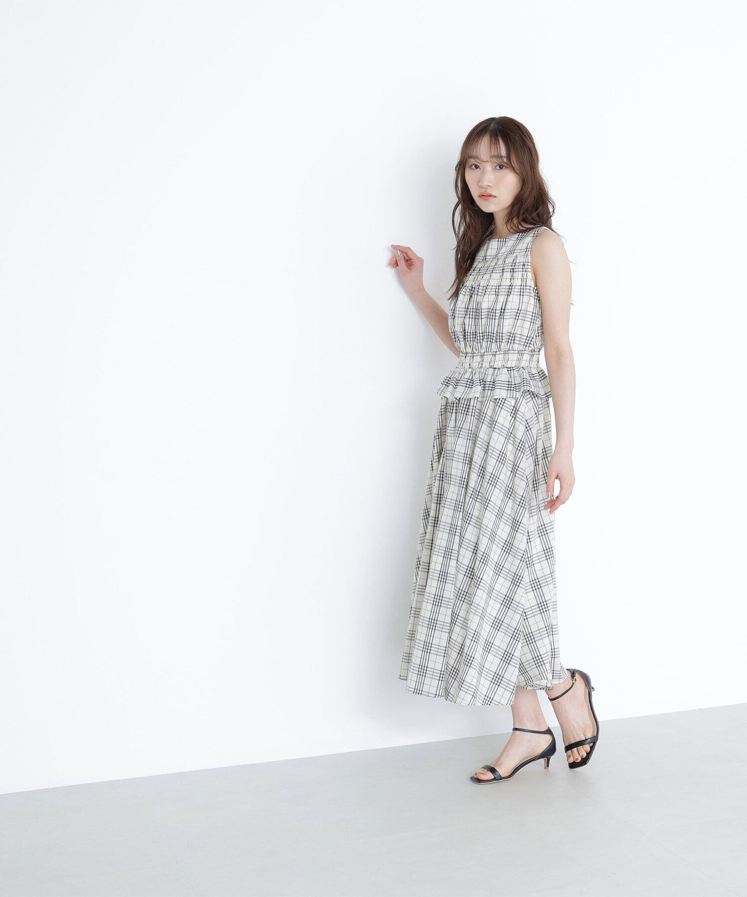  「モノトーンチェックワンピース」|ワンピース|