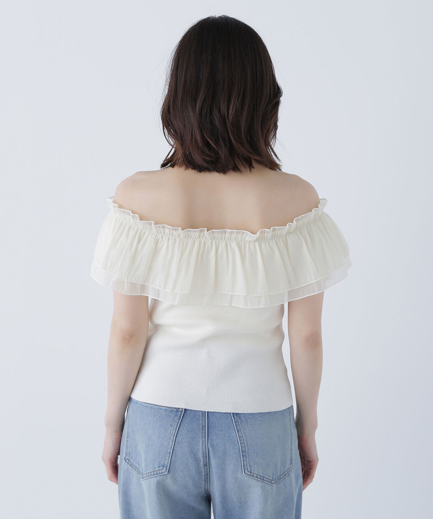  「オフショルフリルリボンニット」|ニット・セーター|