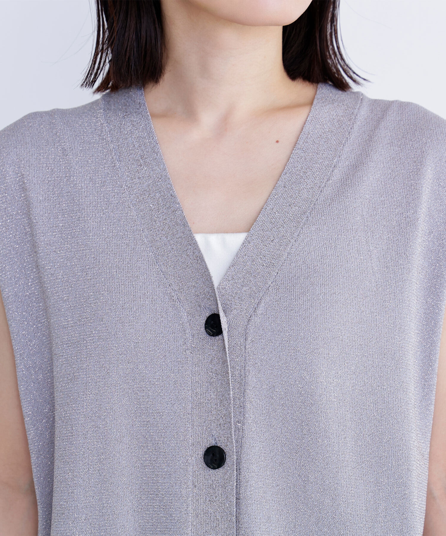  「スパークVネックニットベスト」|ニット・セーター|