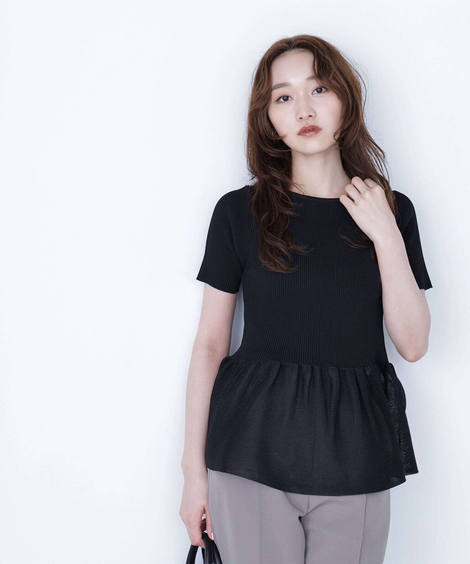  「シアーペプラムフォルムニット」|ニット・セーター|