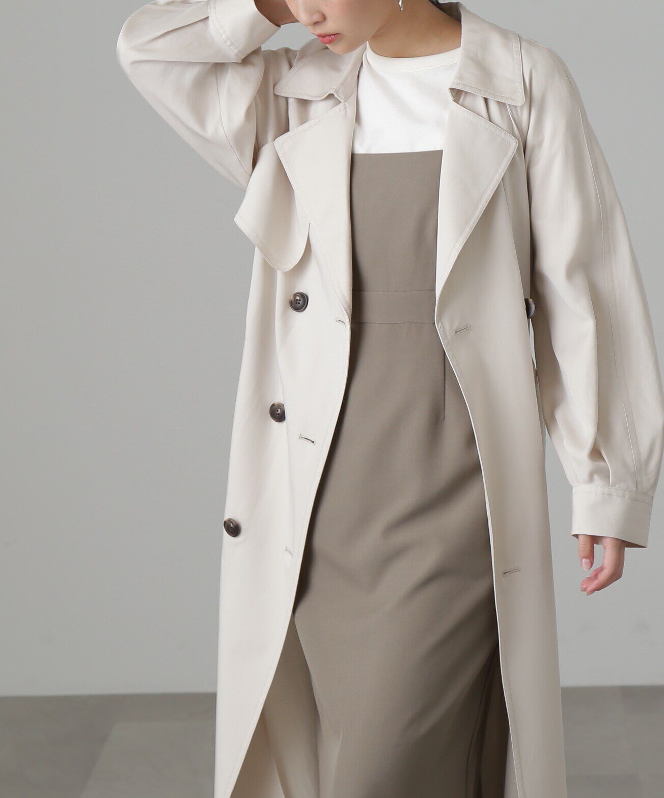  「[低身長サイズ/Sシリーズ]ルーズテロンチコート」|その他|オフベージュ