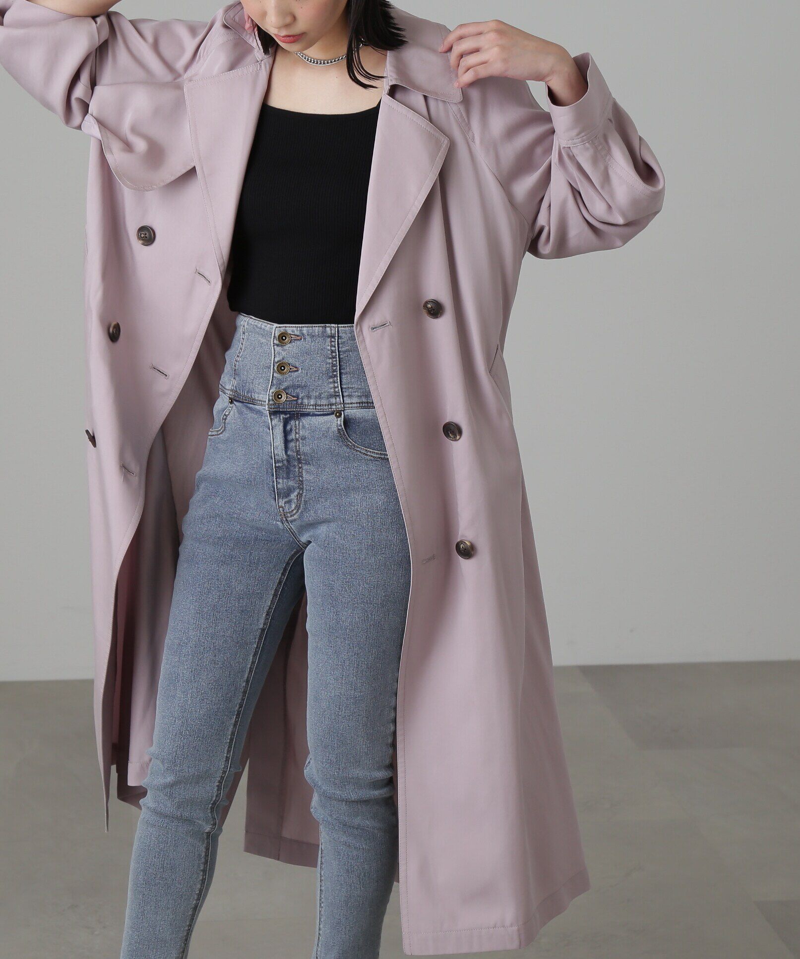  「[低身長サイズ/Sシリーズ]ルーズテロンチコート」|その他|パープル