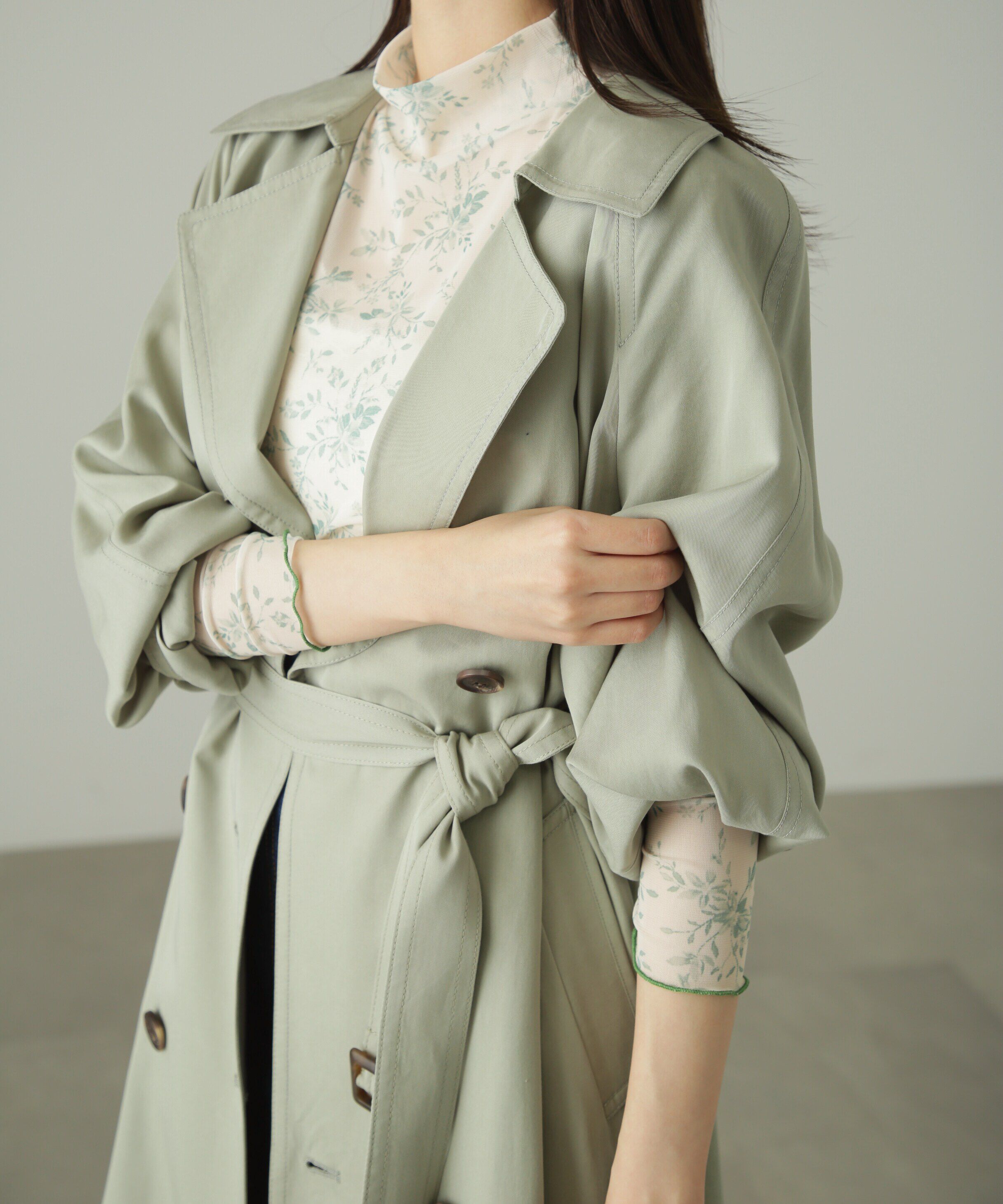  「[低身長サイズ/Sシリーズ]ルーズテロンチコート」|その他|ライトカーキ