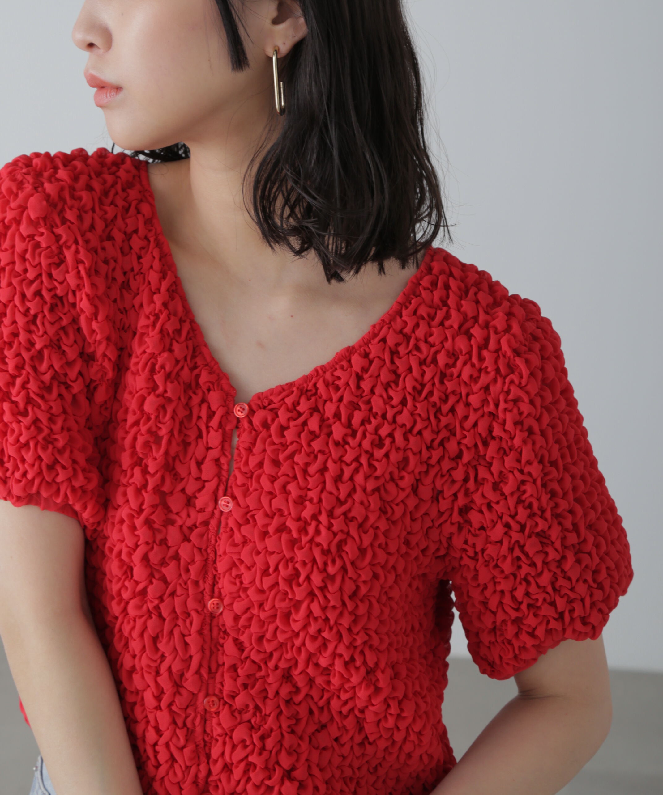  「前後2wayポコポコクロップドブラウス」|シャツ・ブラウス|