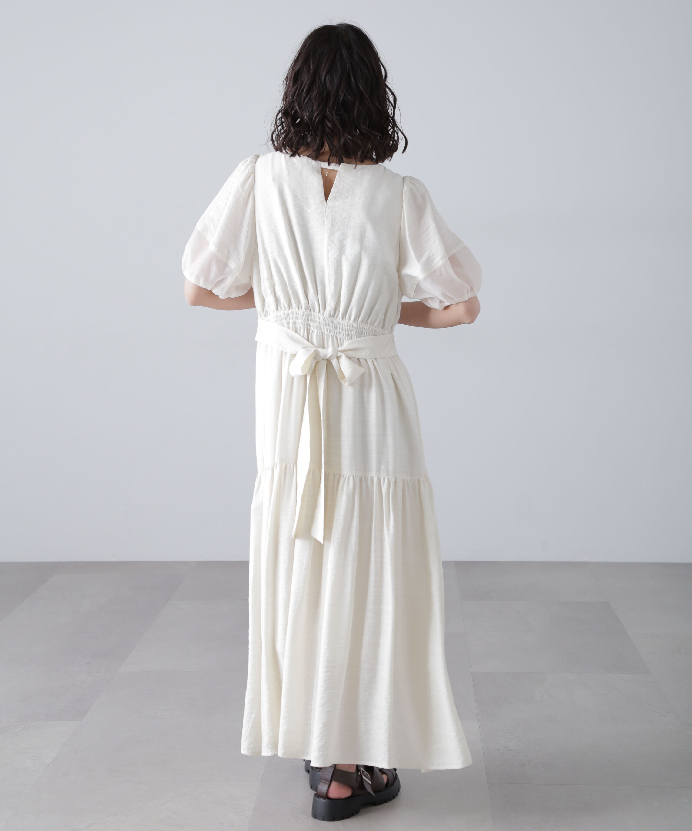  「ランタンスリーブバックリボンワンピース」|ワンピース|