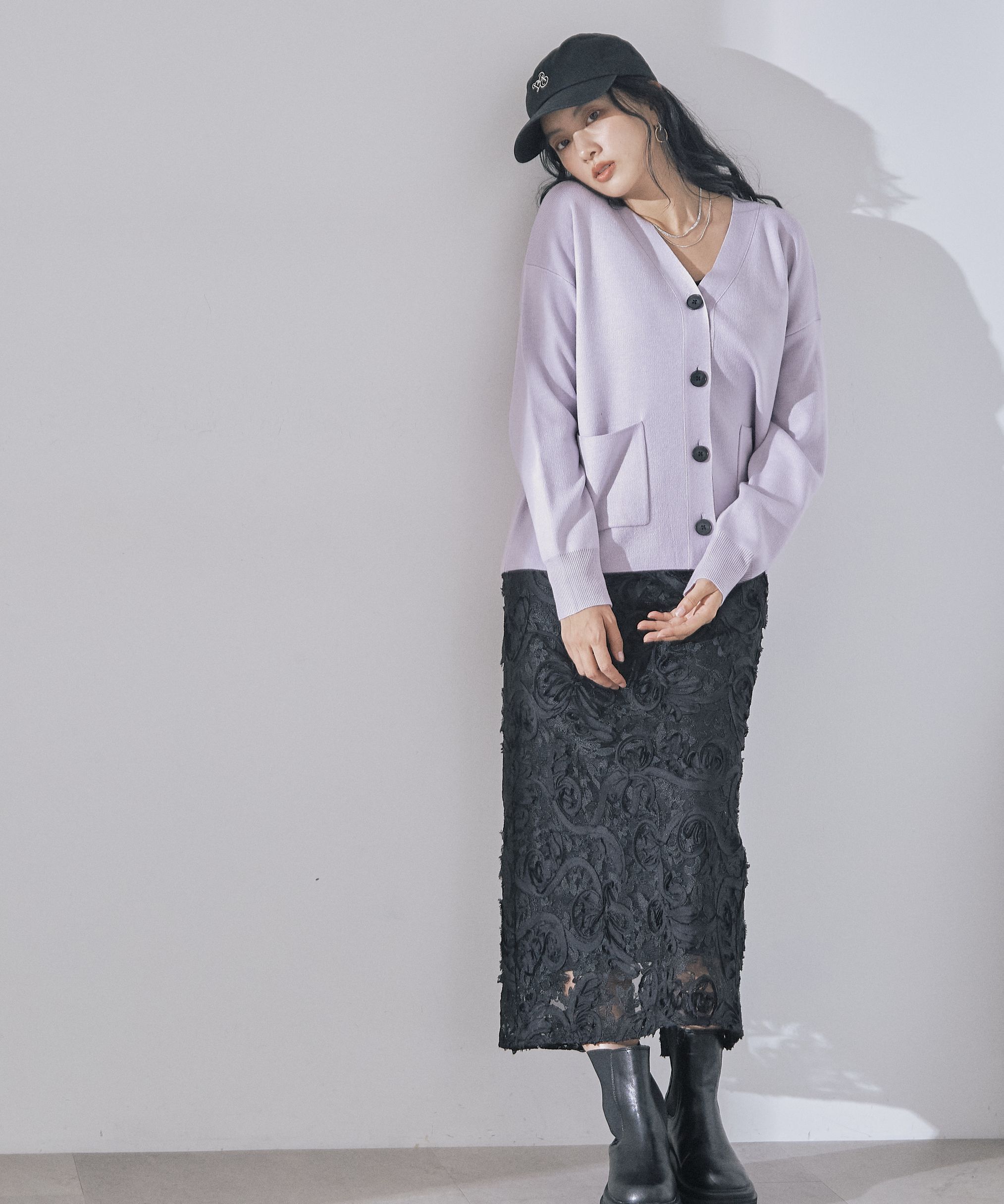 PROPORTION BODY DRESSING「3Dレースタイトスカート」|スカート|ブラック