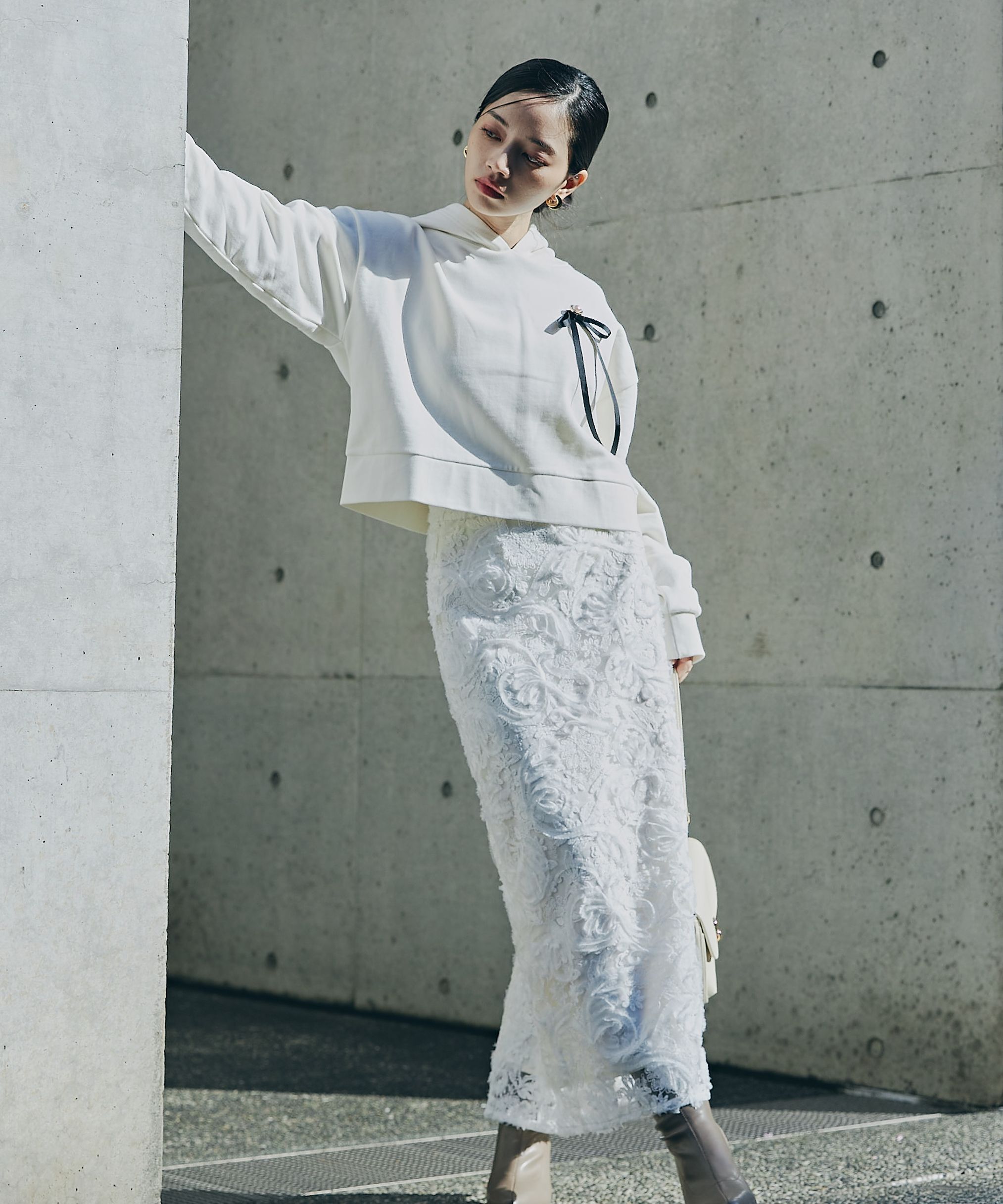 PROPORTION BODY DRESSING「3Dレースタイトスカート」|スカート|ホワイト