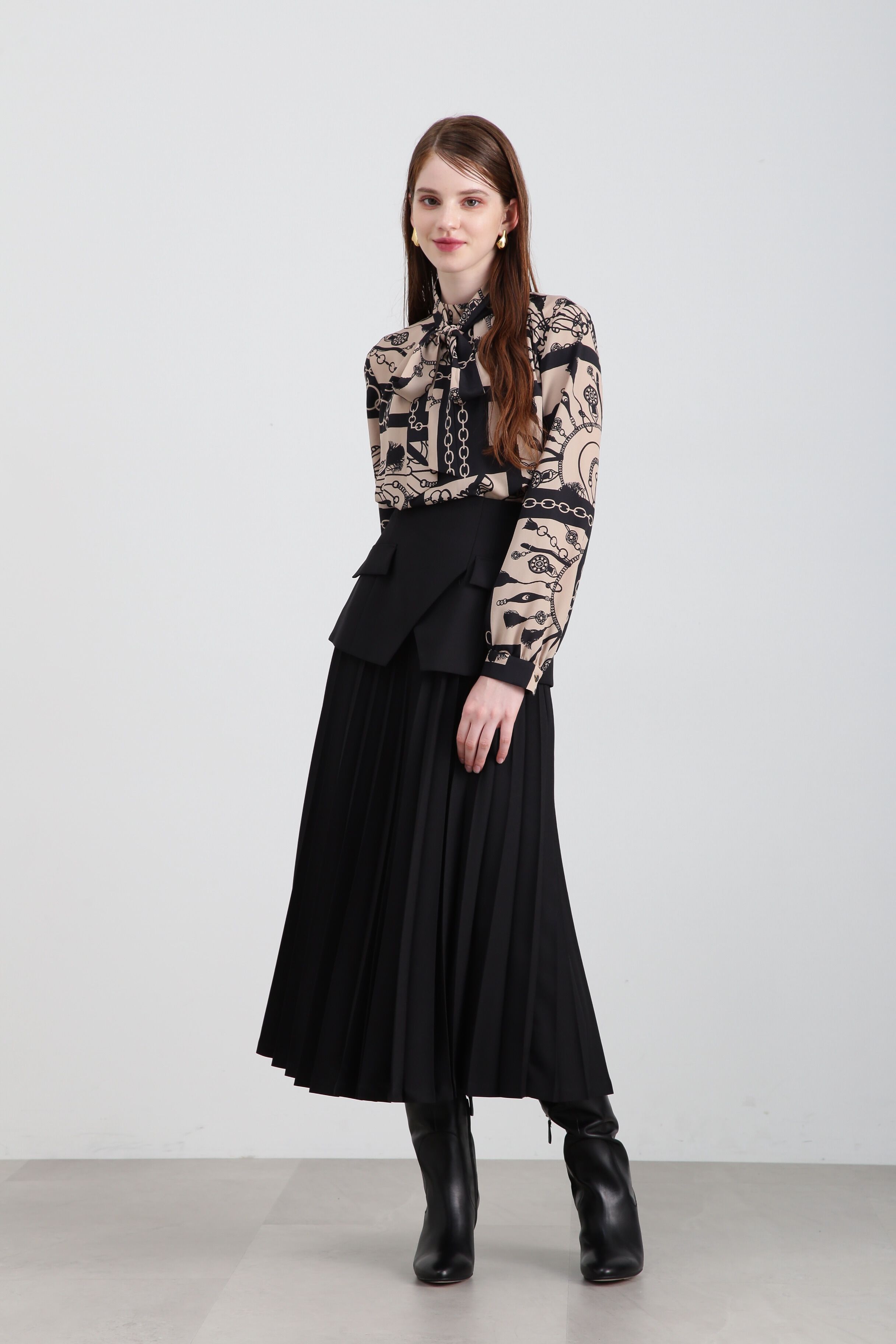  「◆コントラストプリントブラウス」|シャツ・ブラウス|