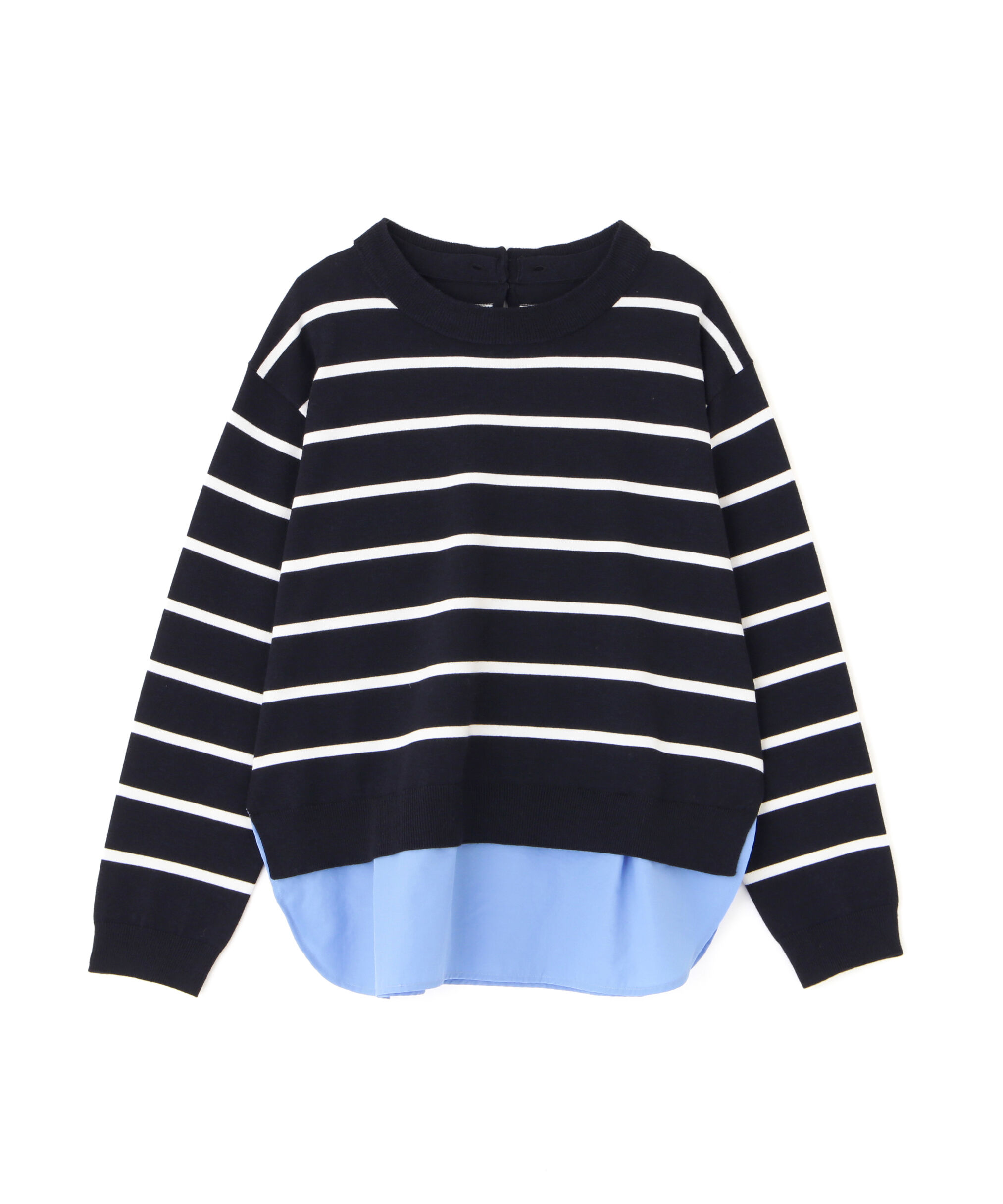  「シャツ地ドッキングプルオーバー」|ニット・セーター|