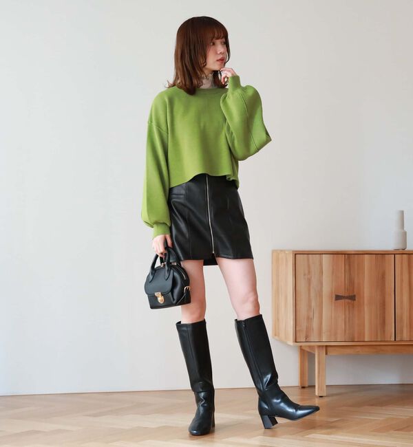 archives「フロントＺＩＰ合皮ミニスカート」|スカート|