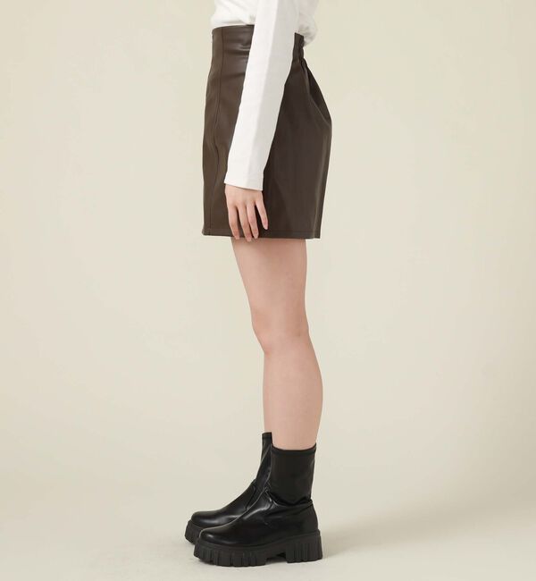 archives「フロントＺＩＰ合皮ミニスカート」|スカート|