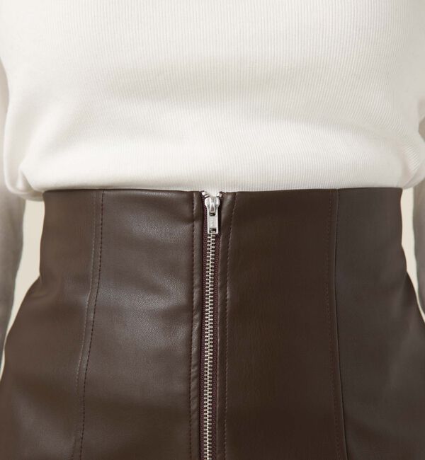 archives「フロントＺＩＰ合皮ミニスカート」|スカート|