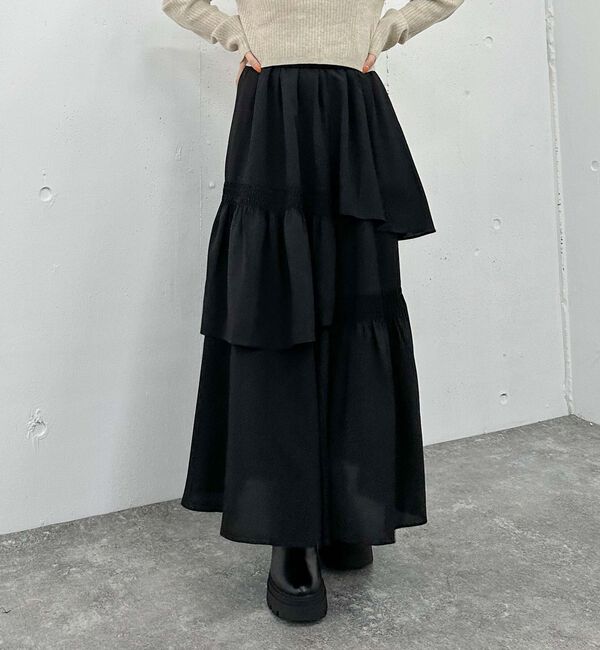 archives「マットサテンシャーリングティアードスカート」|スカート|
