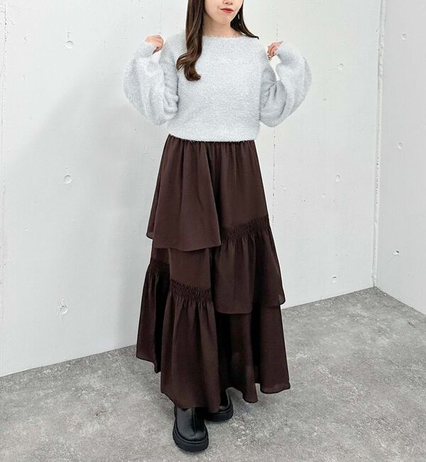 archives「マットサテンシャーリングティアードスカート」|スカート|