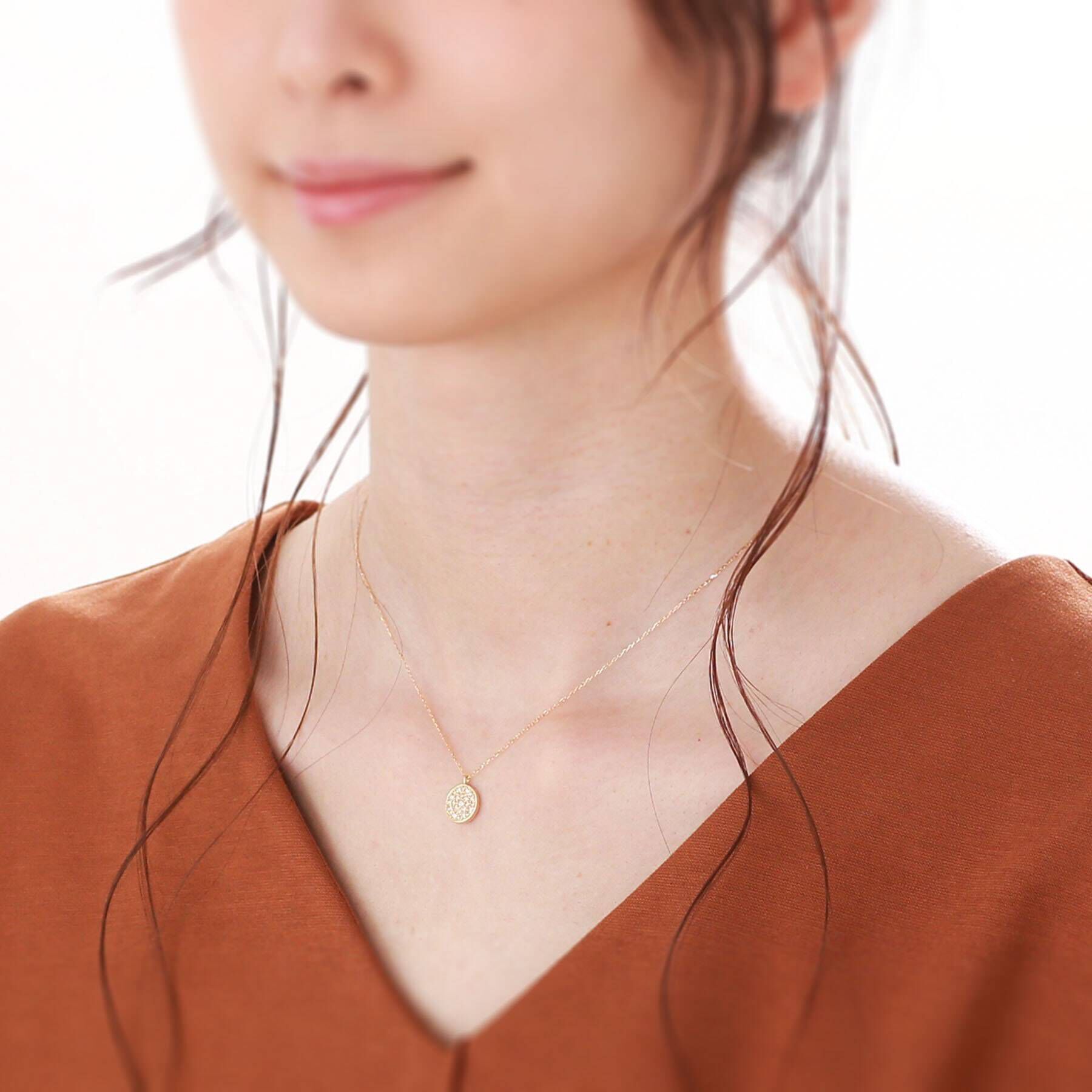 COCOSHNIK「K18ダイヤモンド プリンセスカット パヴェネックレス」|ネックレス|