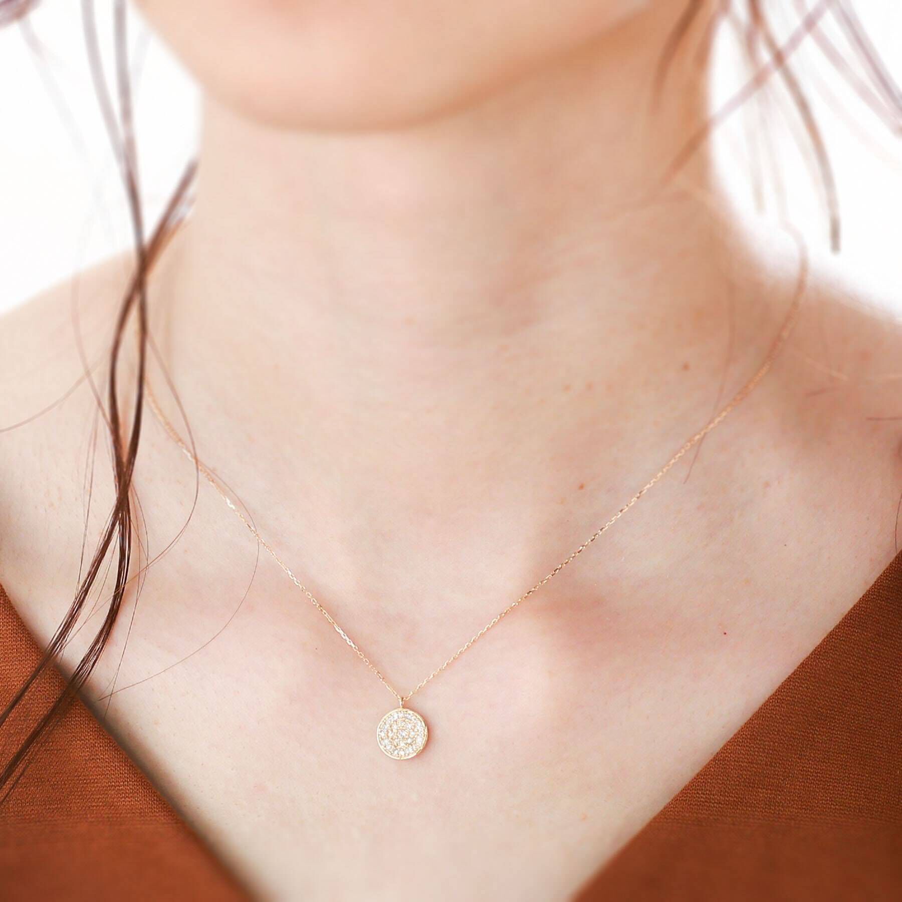 COCOSHNIK「K18ダイヤモンド プリンセスカット パヴェネックレス」|ネックレス|