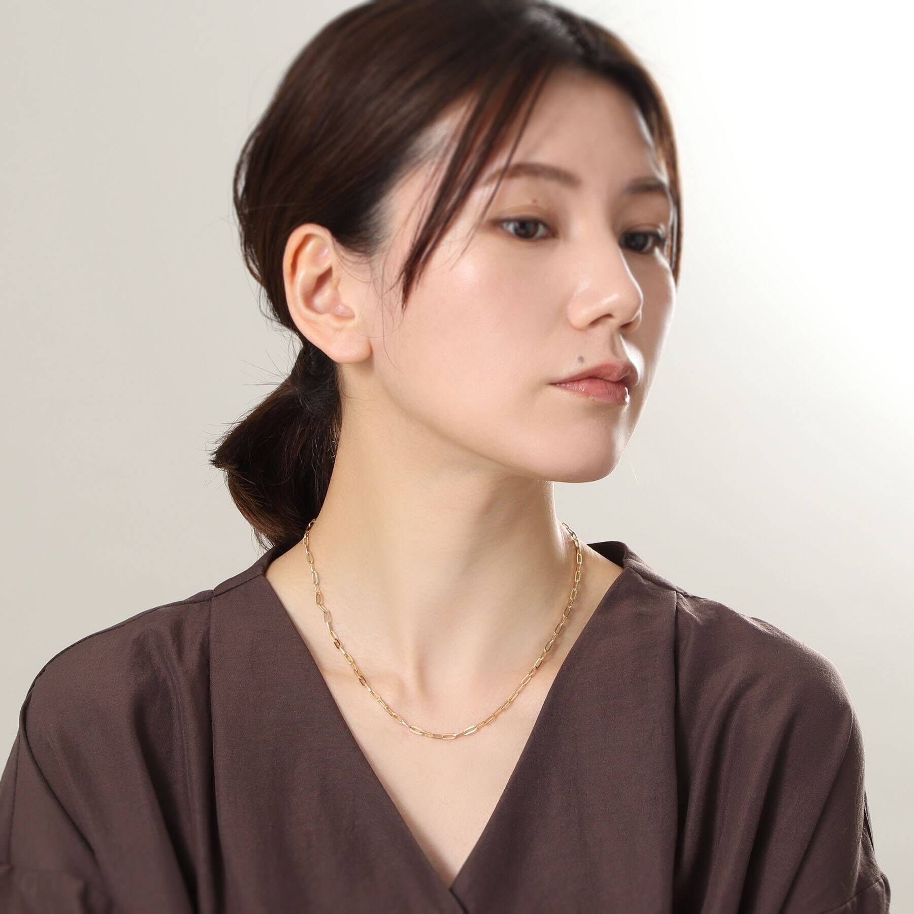 COCOSHNIK「K18中空プリムケーブルチェーン ネックレスM」|ネックレス|