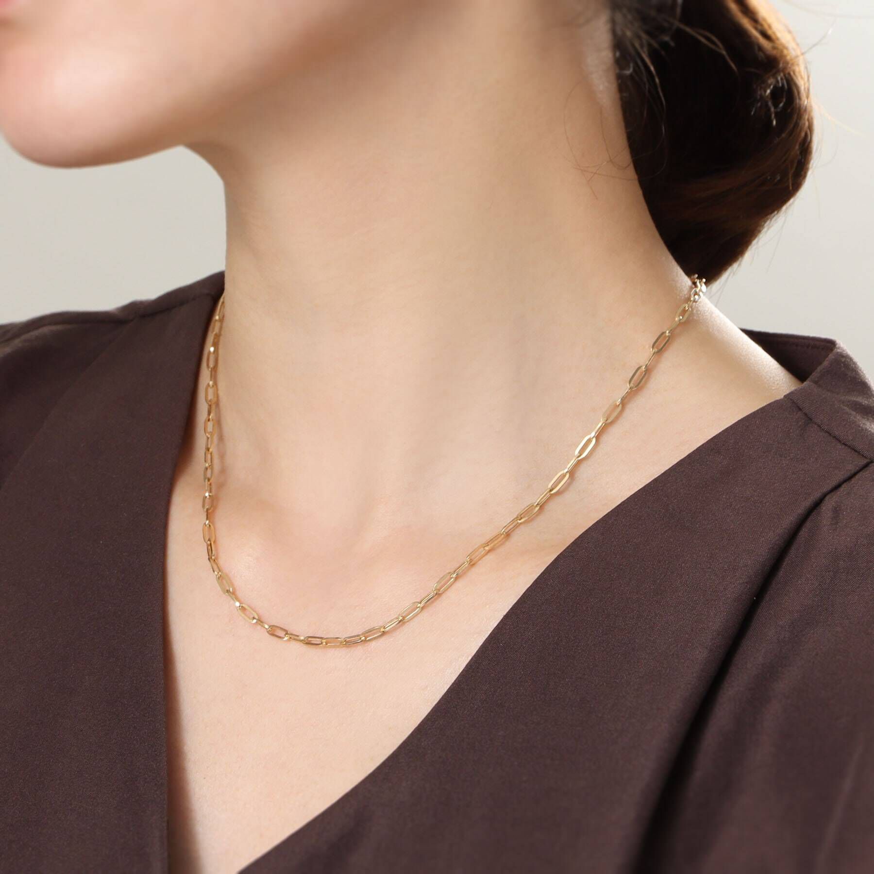 COCOSHNIK「K18中空プリムケーブルチェーン ネックレスM」|ネックレス|