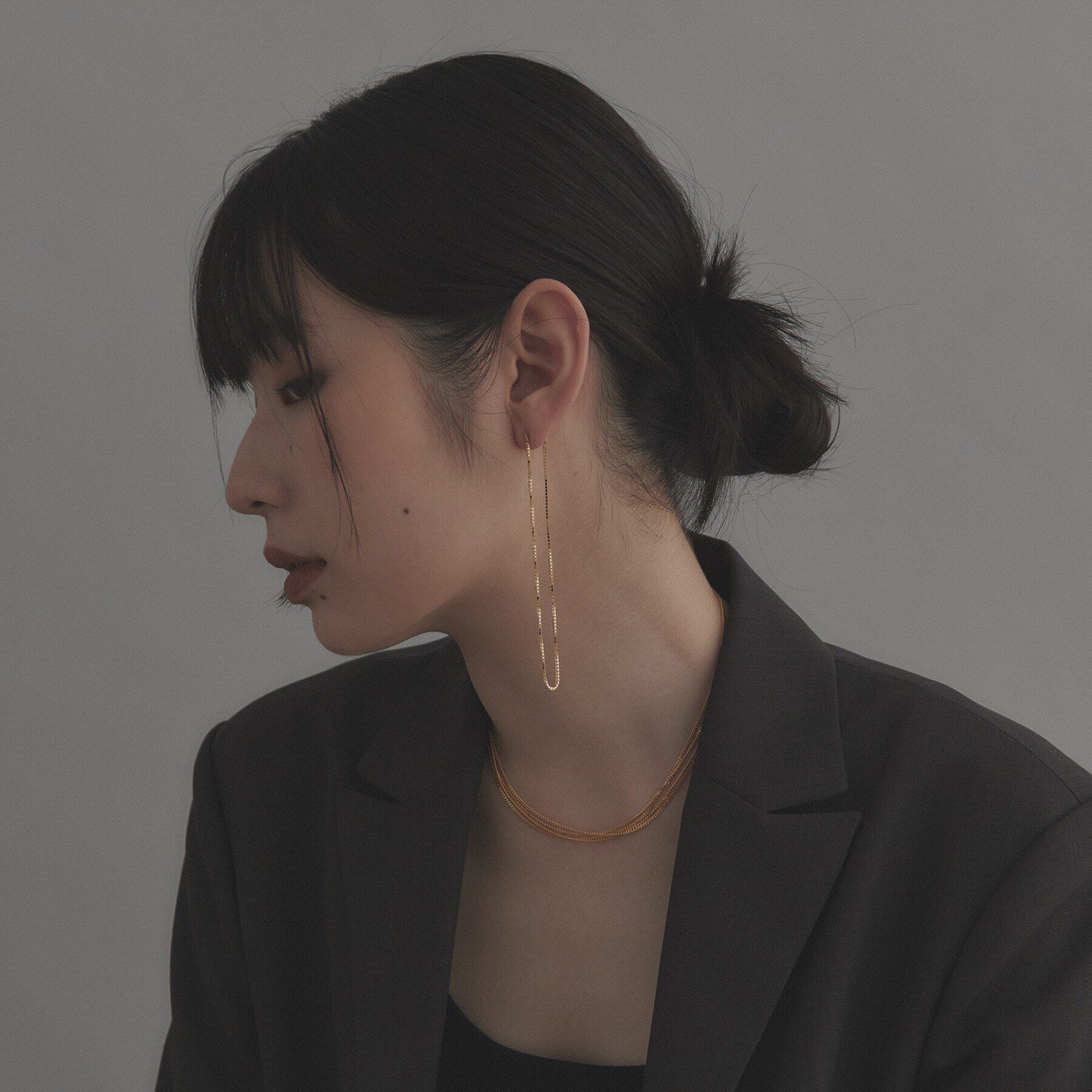 COCOSHNIK ONKITSCH「シルバー チェーンピアスベネチアン ロングフープ（片耳用） GP」|ピアス|