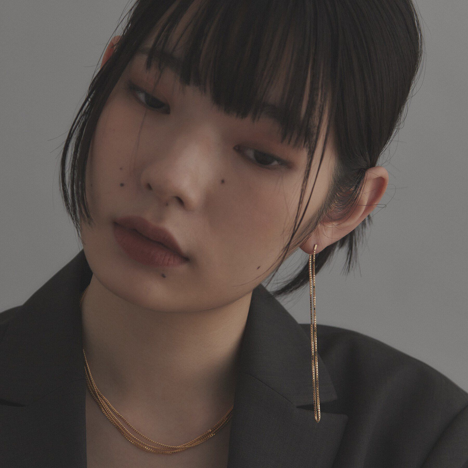 COCOSHNIK ONKITSCH「シルバー チェーンピアスベネチアン ロングフープ（片耳用） GP」|ピアス|