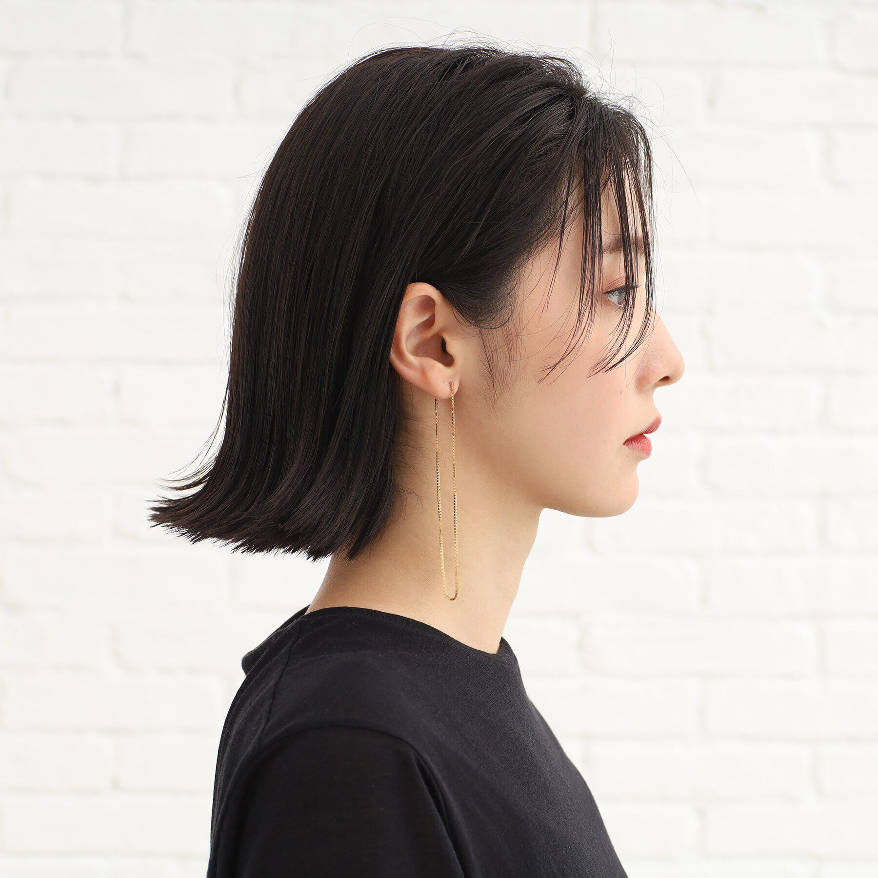 COCOSHNIK ONKITSCH「シルバー チェーンピアスベネチアン ロングフープ（片耳用） GP」|ピアス|