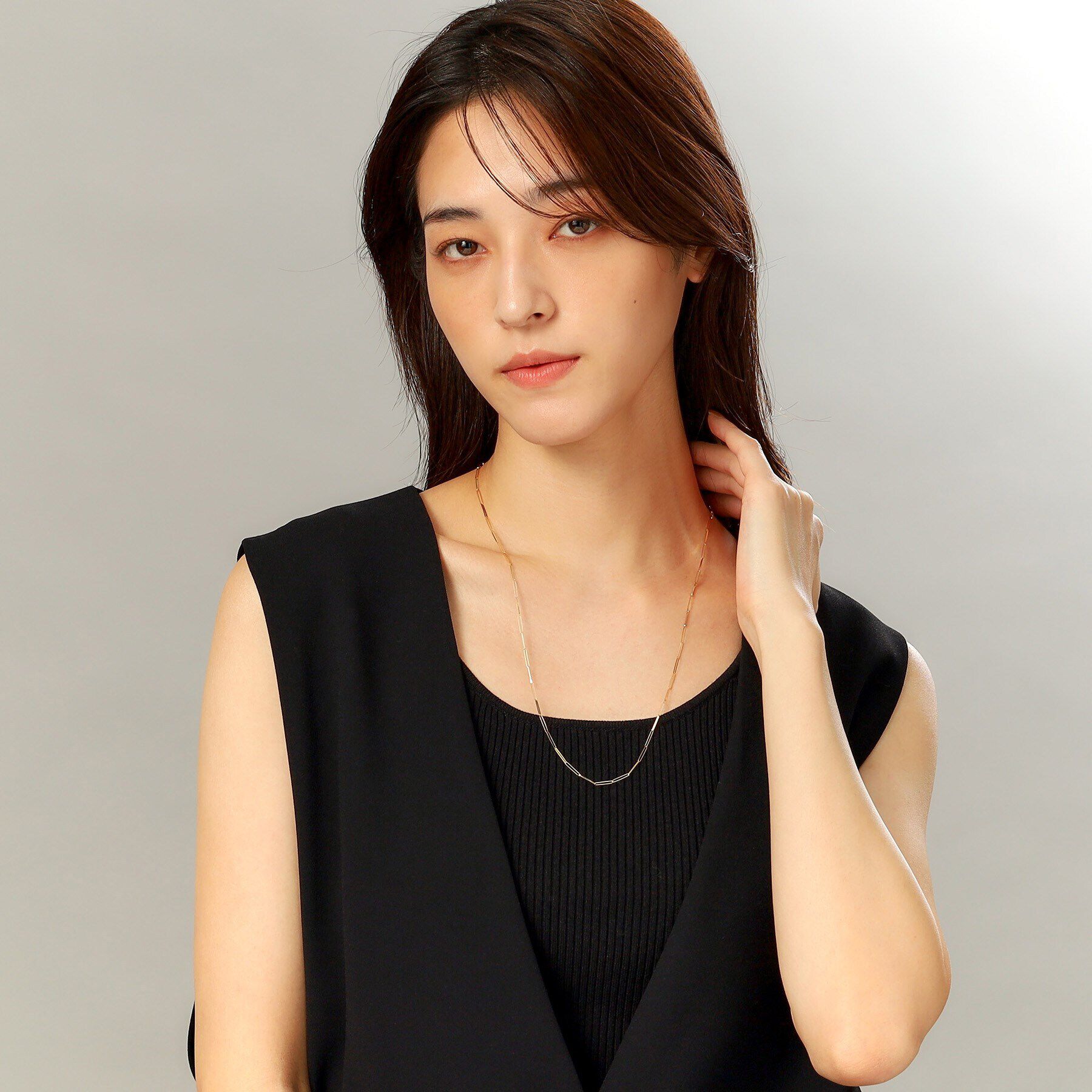 COCOSHNIK「K18リボンケーブルチェーン ネックレス大（60cm）」|ネックレス|