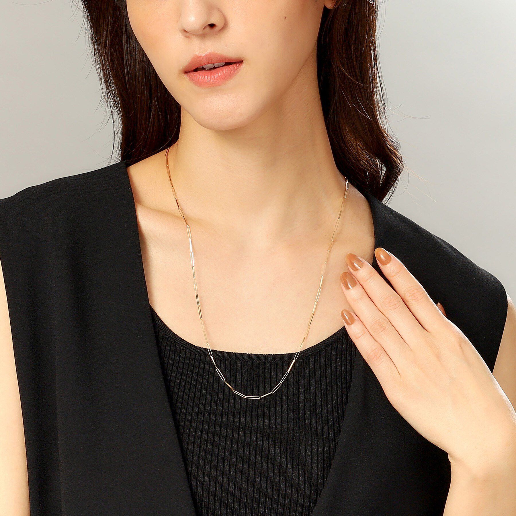 COCOSHNIK「K18リボンケーブルチェーン ネックレス大（60cm）」|ネックレス|