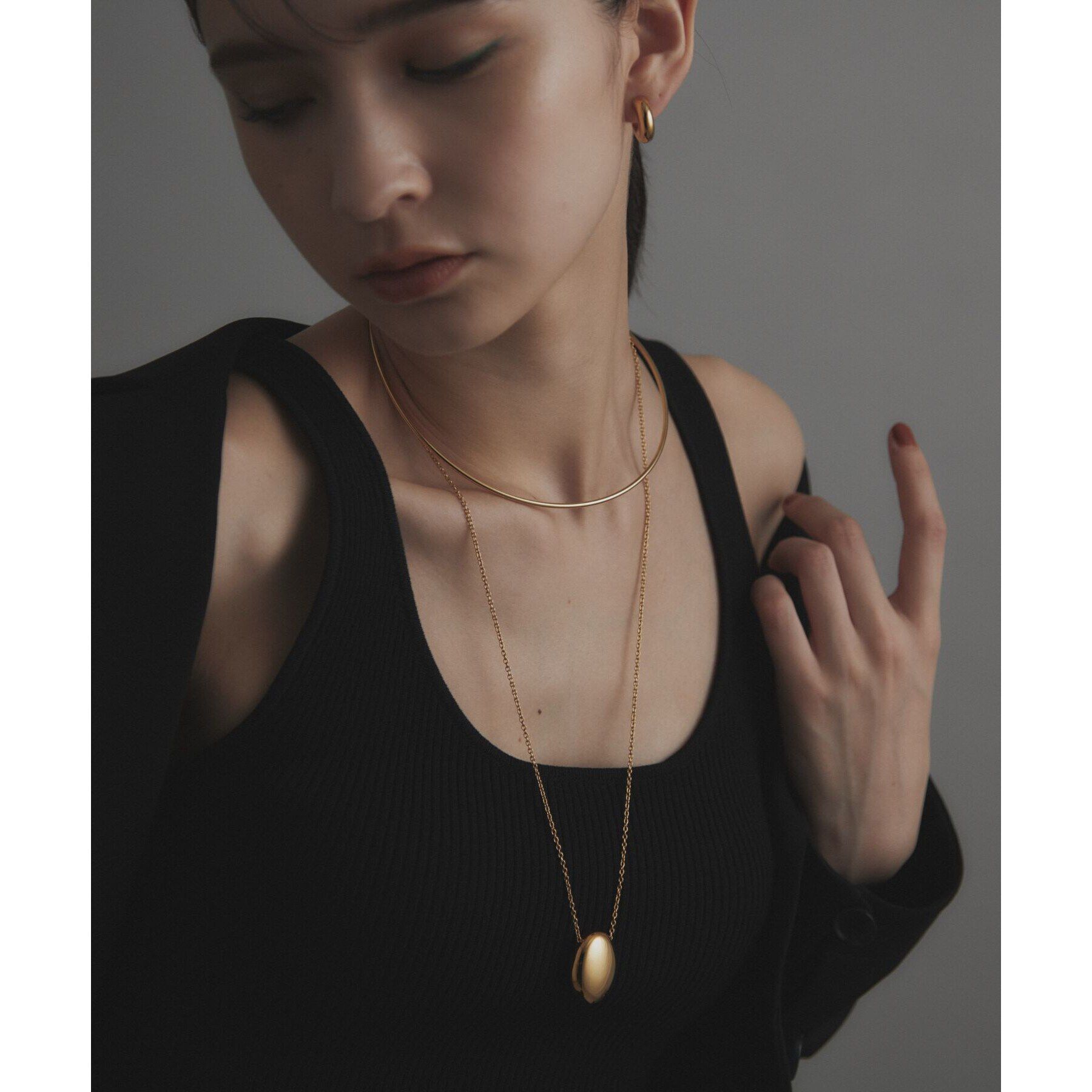 COCOSHNIK ONKITSCH「シルバー ホロウオーバルシェイプネックレスL GP」|ネックレス|