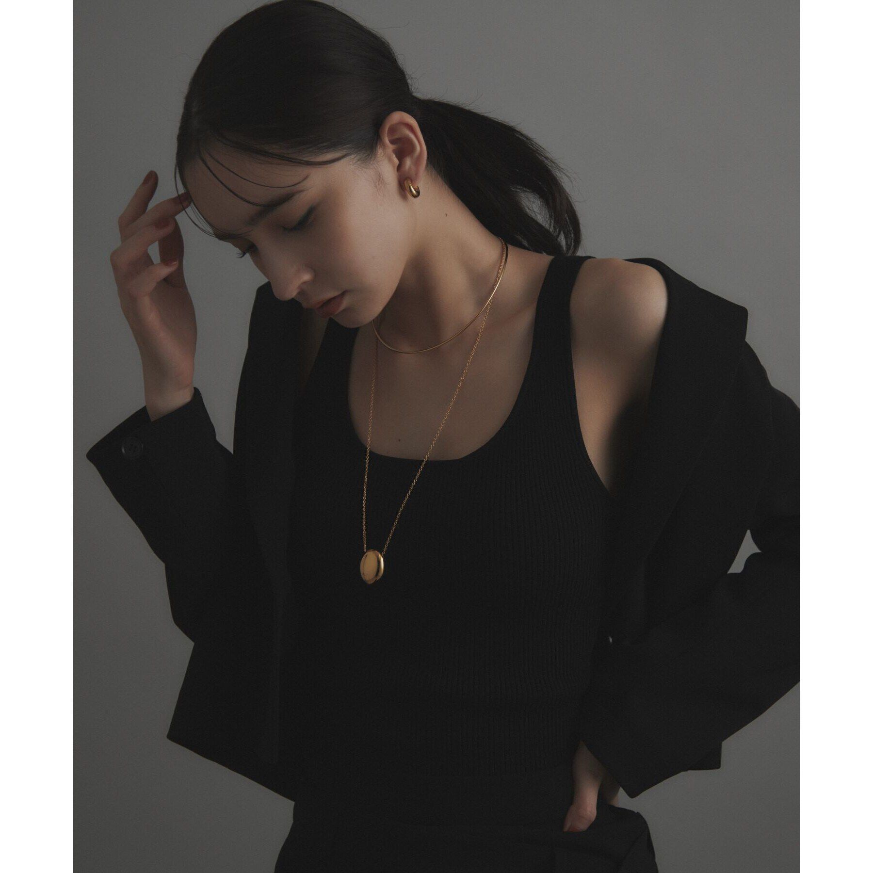 COCOSHNIK ONKITSCH「シルバー ホロウオーバルシェイプネックレスL GP」|ネックレス|