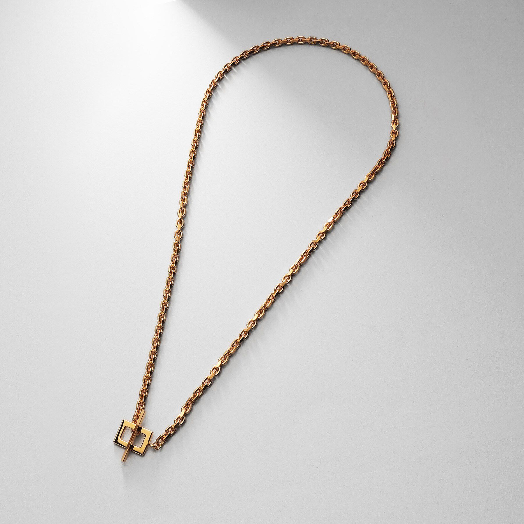 COCOSHNIK ONKITSCH「シルバー カットケーブルチェーン レクタングルマンテルネックレス（48cm） GP」|ネックレス|